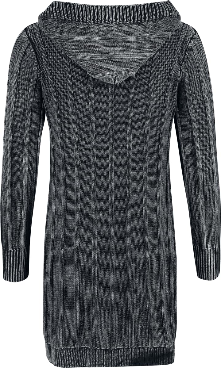 Black Premium by EMP Damen grauer Acid-Wash-Cardigan mit Kapuze