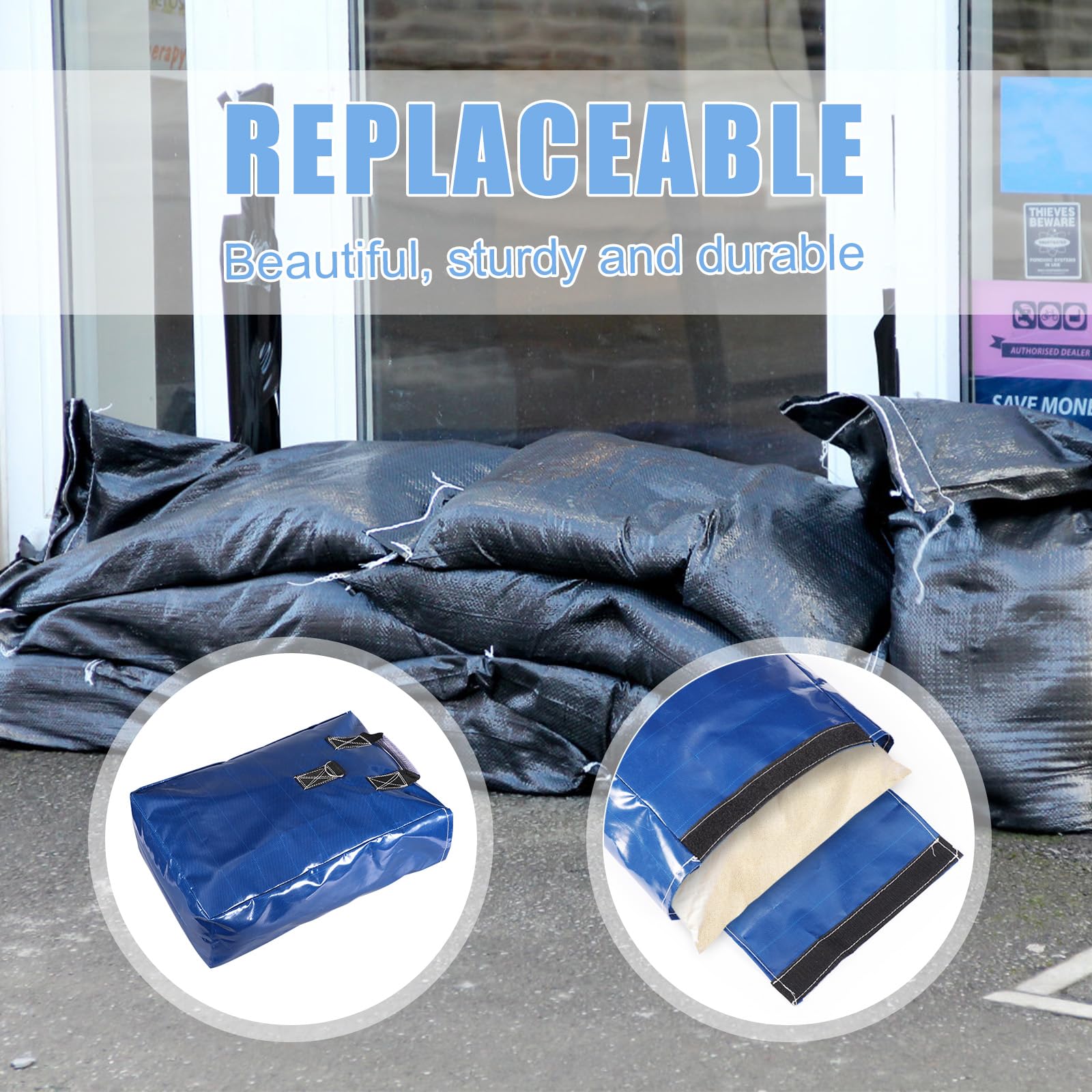 BOXOB 6pzs Sacos de Arena Vinilo, Sacos Arena Resistentes con Asas para Castillo Inflable Carpa Canopy Toboganes Agua Anclaje Seguro para Inflables al Aire Libre Resistentes Intemperie (Azul)