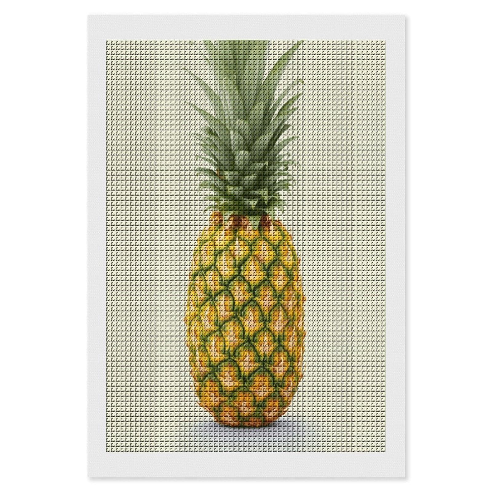 FodPand Fresh Pineapple Diamond Painting Kit for Beginner Fun 5D DIY Crafts for Adults Diamond Art Kits Square Diamond Art Canvas Painting Gem Art Crafts for Home Wall Decor 8"x12"