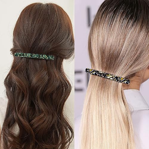 Miniatura 5 de HYFEEL Pasadores franceses largos para mujer, cabello fino y grueso, pinzas grandes de 4 pulgadas para cola de caballo, accesorios elegantes para el