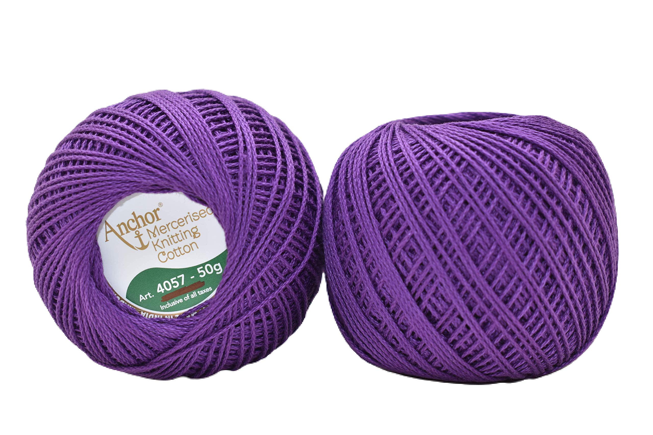 HUNNY- BUNCH® Premium Anchor Mercerised Knitting Crochet Cotton Thread Yarn Balls for Knitting, Weaving, Embroidery, DIY and Craft Making (Art. 4057) 50G - Pack of 1 (101)