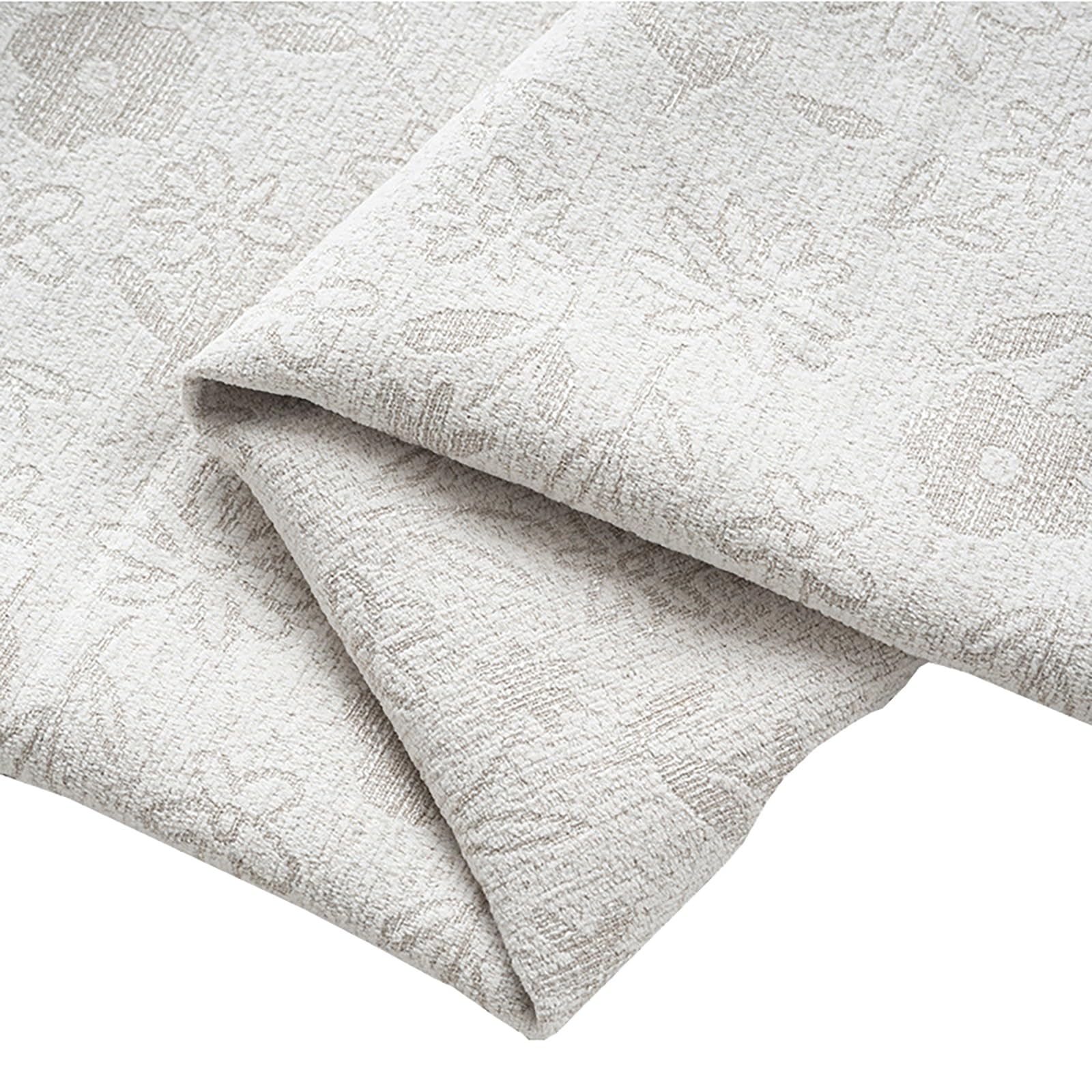 Tissu Chenille Polyester D'ameublement Tissage Uni Doux Matériau Pour Housses De Canapé Coussins Rideaux Décoration Intérieure DIY 2.8m Large Vendu Au Mètre(White Dense Floral)