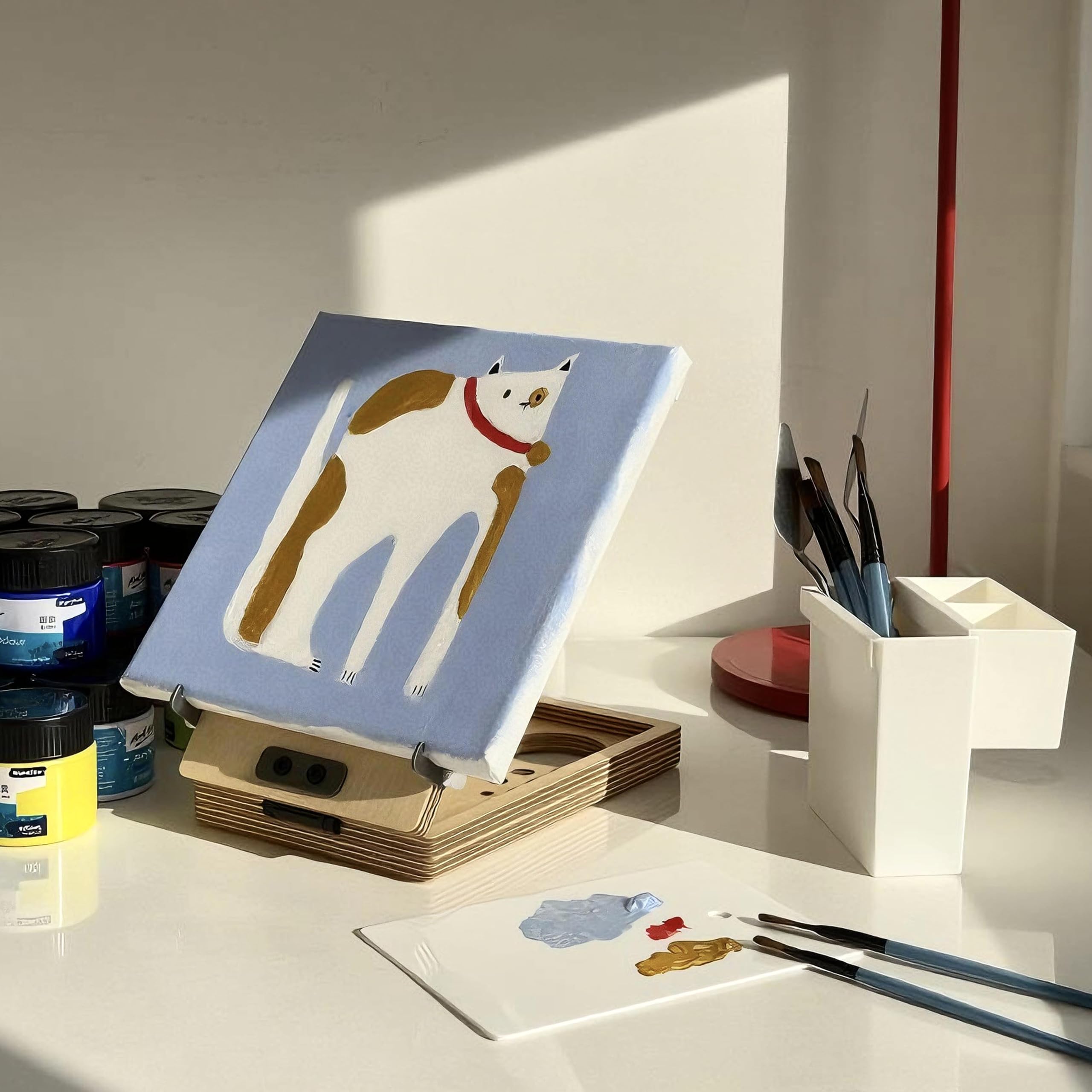 Tragbare Staffelei für Plein Air Painting Pochade Box mit glatter Oberfläche, verstellbare Holz-Tischstaffelei für Künstler, Studenten