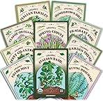 Seedboy Organic 10 Herb Variety Pack: Basil, Cilantro Mint Oregano Parsley Thyme Chives Dill Sage Rosemary for Planting Indoor and Outdoor, 5460 Non-GMO USDA Certified Seeds (10 Herb Variety Pack)