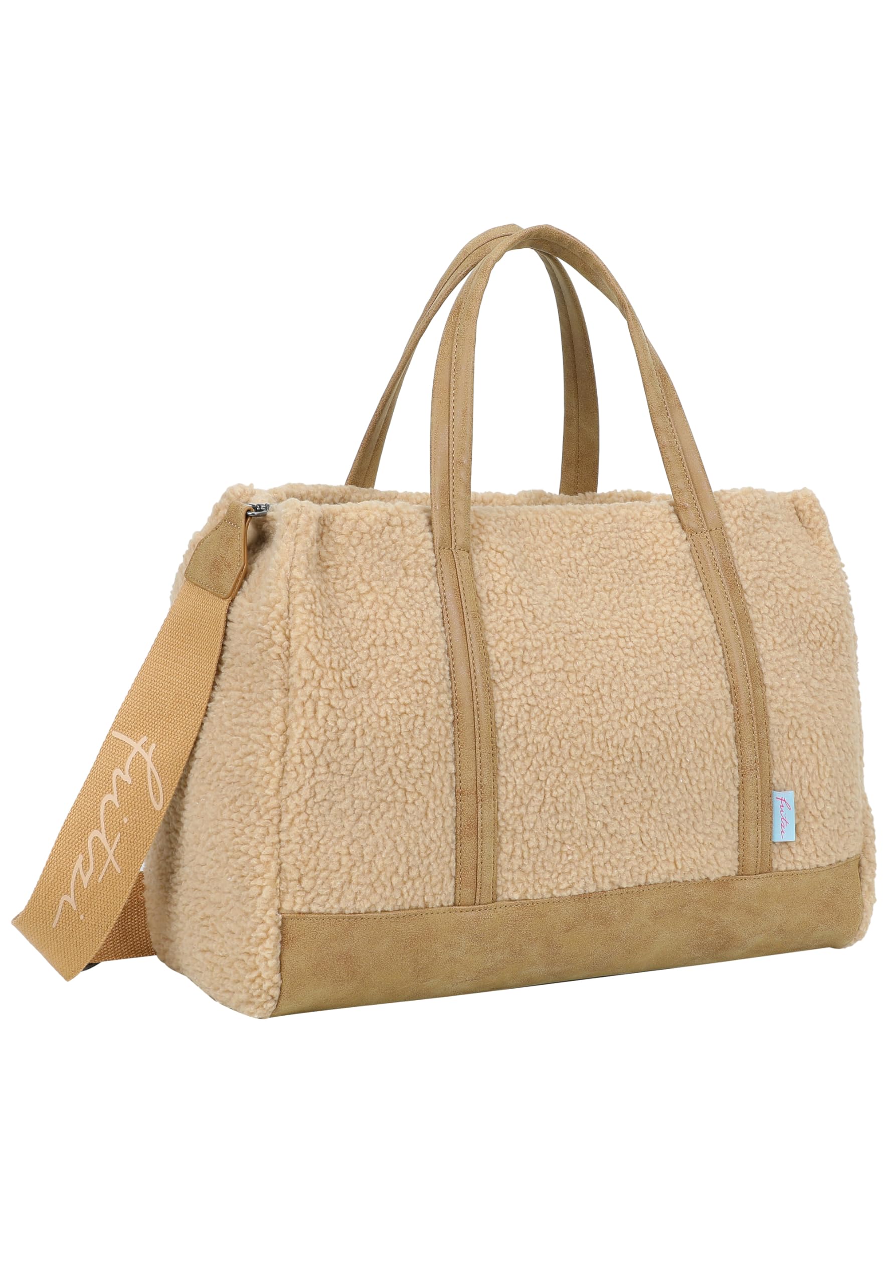 Fritzi Easy Tote Limited Teddy Damen Shopper Schultertasche Handtasche Freizeit Alltag Reißverschluss Polyester 29.5 x 40 x 14 cm, Beige