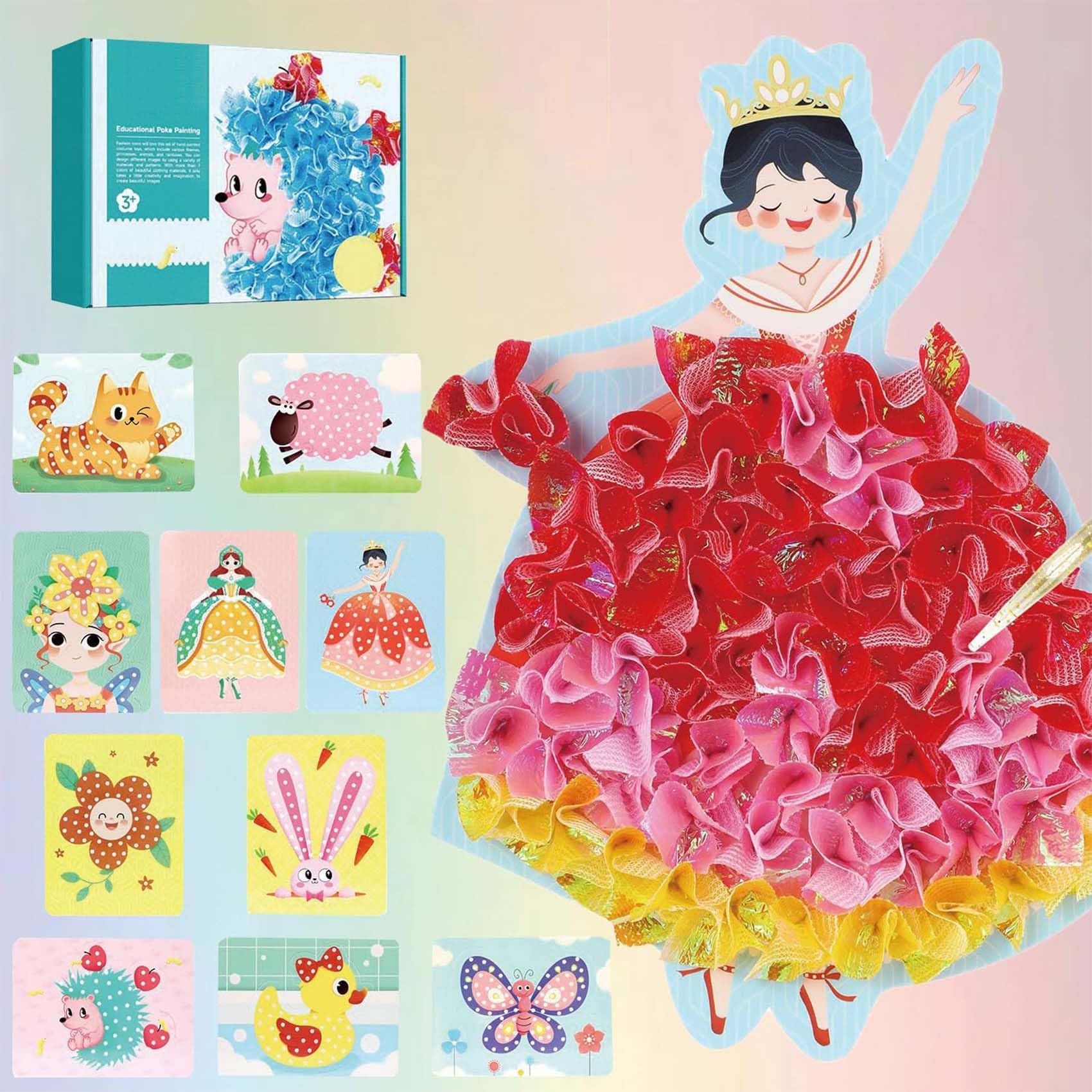 DASHENRAN Star Helio Fabric Art Frenzy, Star Helio Fabric Art, Poke Art Kits for Kids, Fabric Art Frenzy for Kids, Enchanted Fabric Art Set Crafts for Girls Ages 4-8, 6-8, 8-12, 5, 6, 7, 8, 10 (Blue)