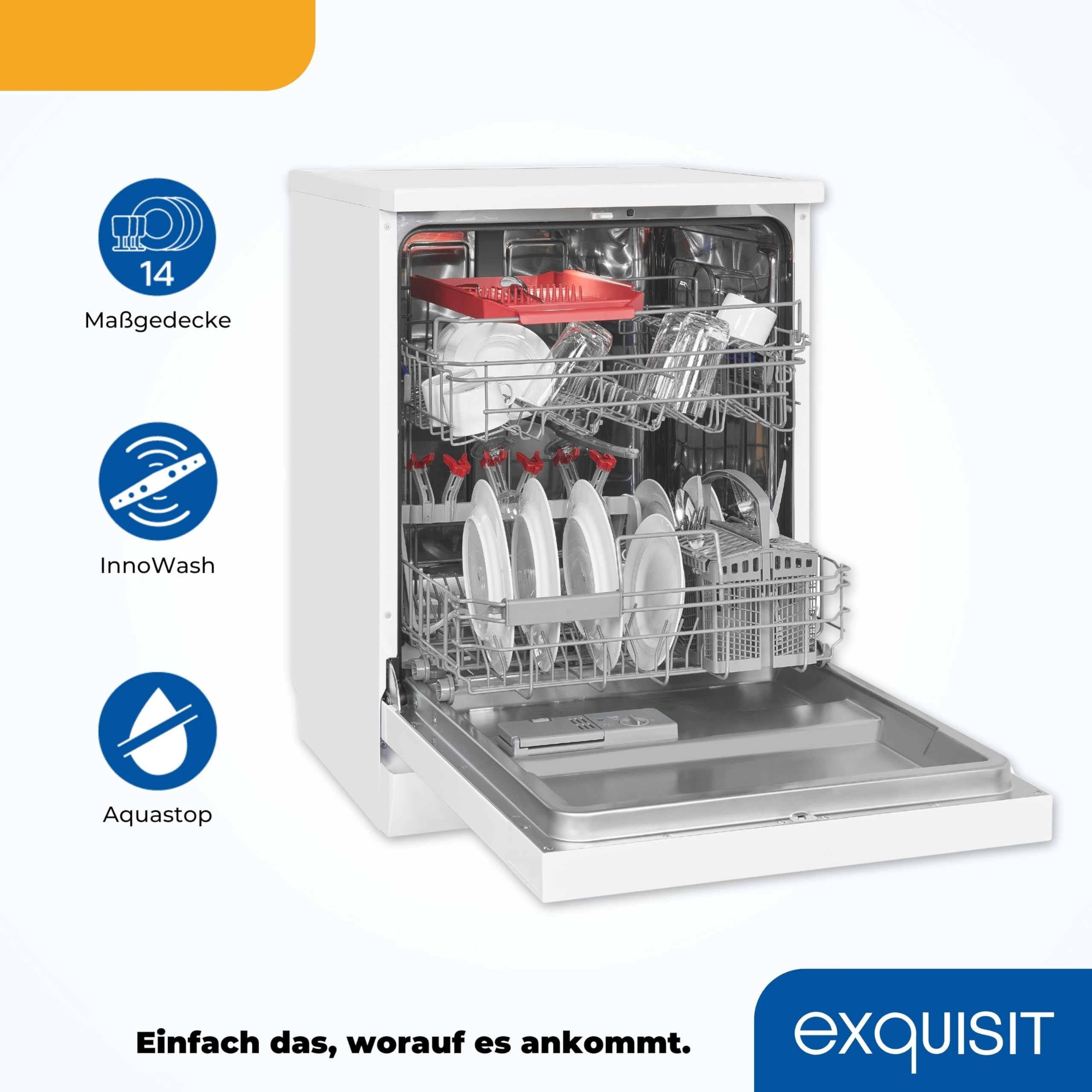 Exquisit GSP9414-030D Geschirrspüler Freistehend - Spülmaschine 60 cm