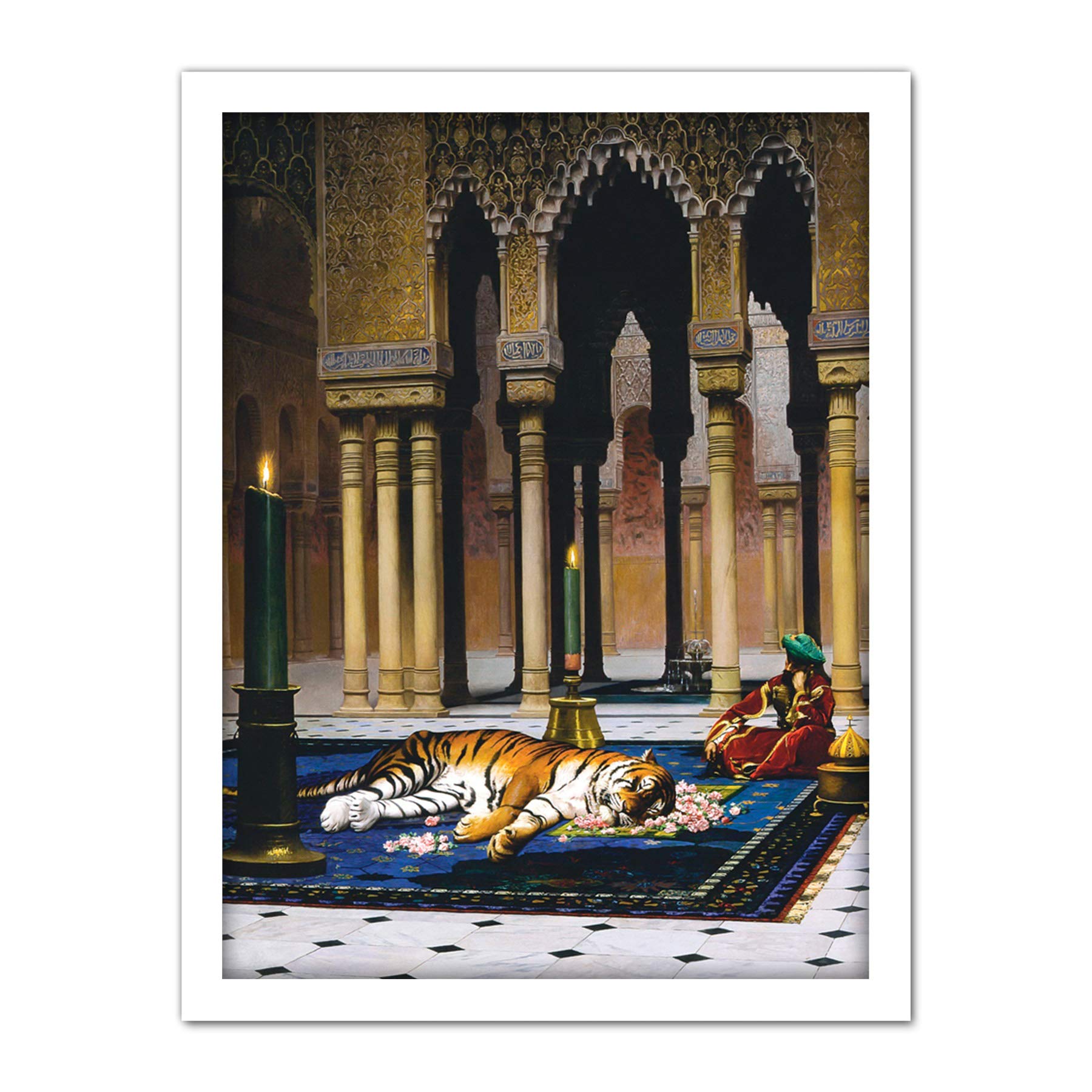 Gerome Grief Of The Pasha Mourning Tiger Painting Large Framed Art Print Poster Wall Decor 18x24 in