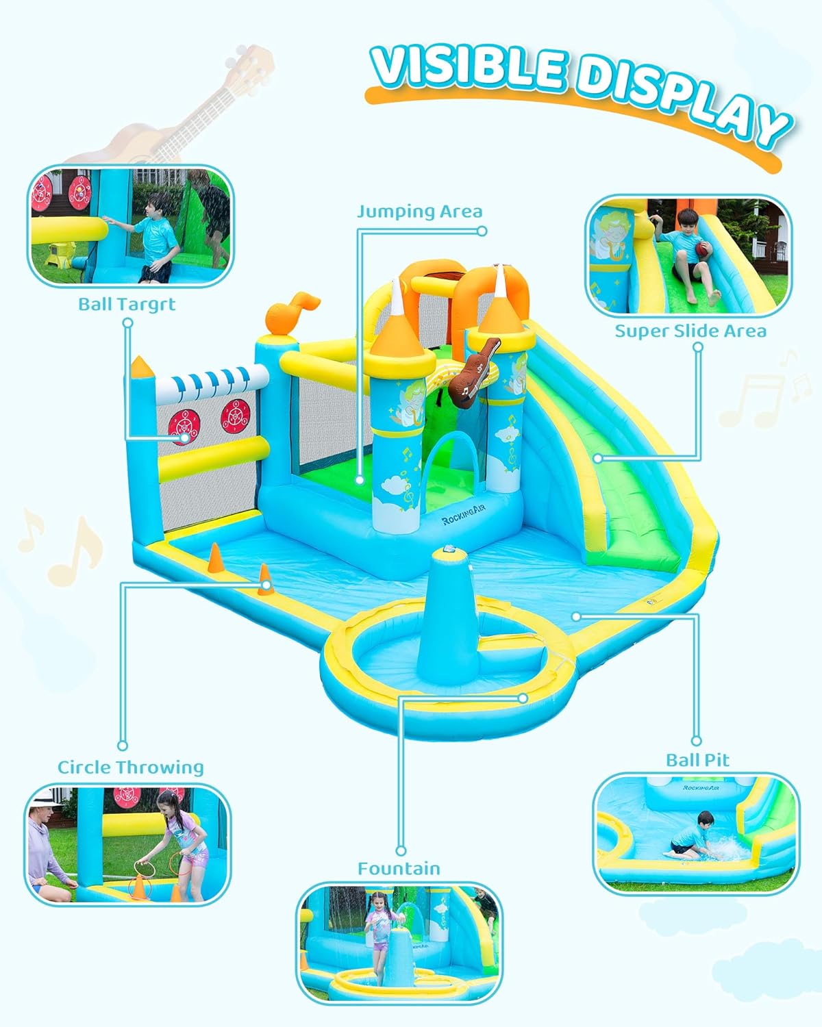 AirMyFun Inflatable Water Park Bounce House with Slide and Pool, Jumping Bouncy Area Use for Indoor & Outdoor for Kids