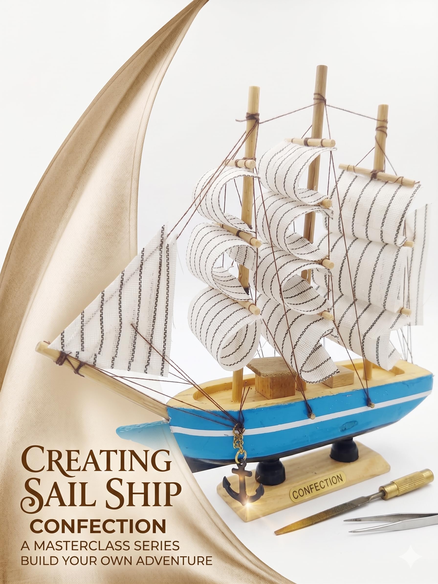 Divinocraft Handcrafted Blue Wooden Sailing Ship Model : Amazon.in