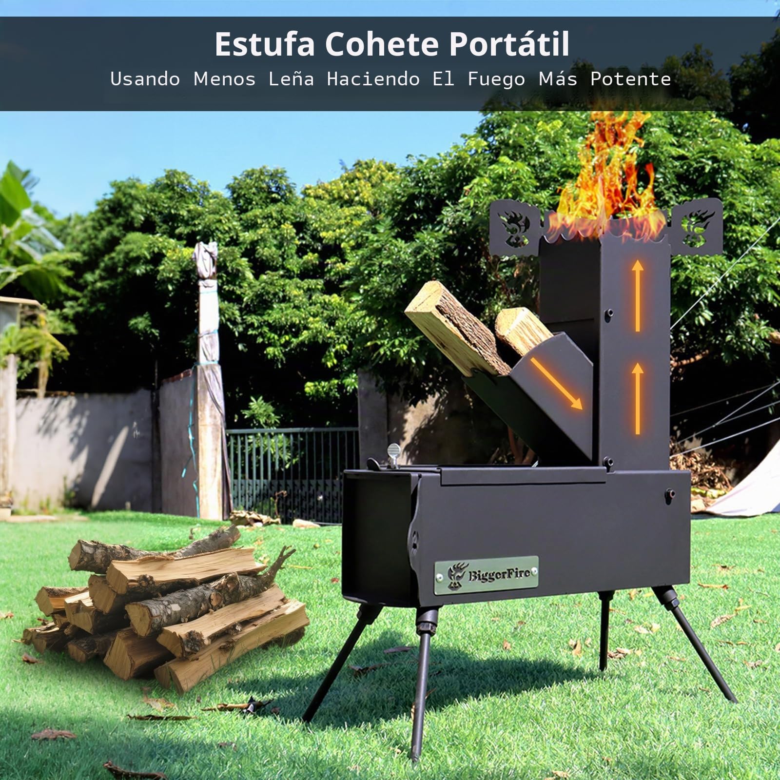 Estufa de cohete al aire libre portátil de leña para camping y picnic Buner resistente a altas temperaturas Mini estufa de cocina