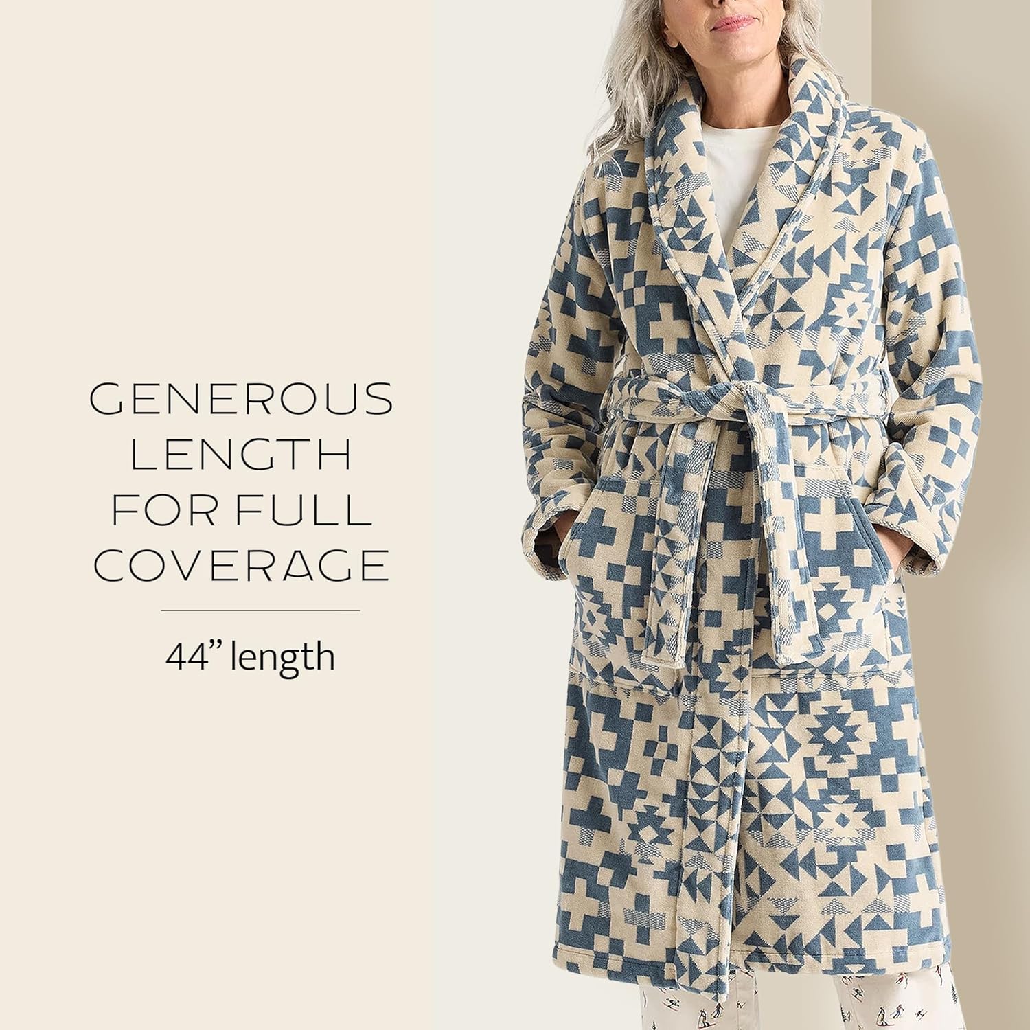 Pendleton Women's Robe, 100% Cotton Plush Terry Bathrobe, 44” Length - Image 6