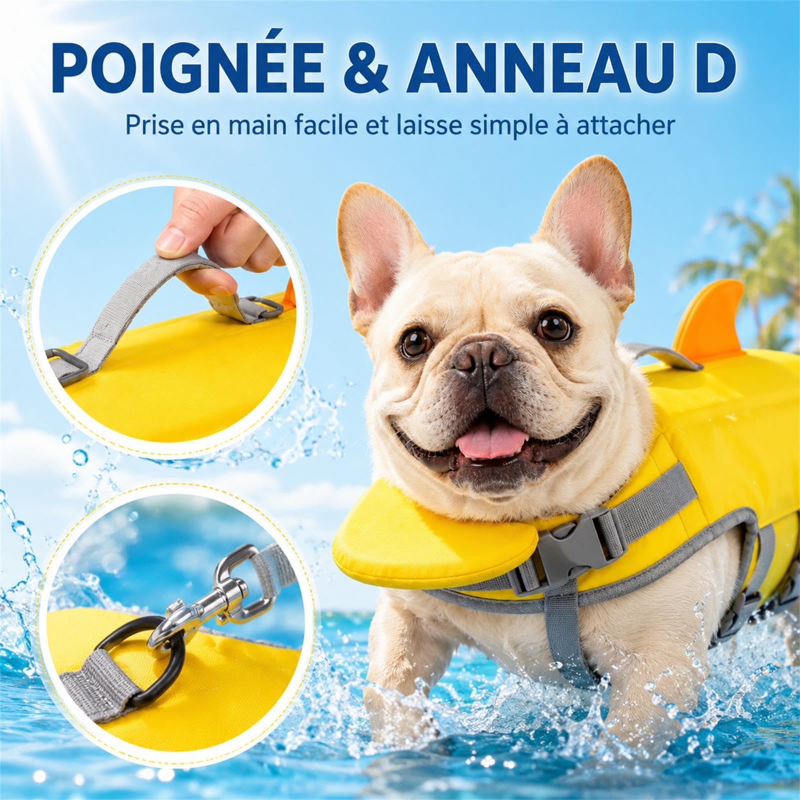 Gilet De Sauvetage Chien, Bouee Chien Piscine，XXL | Bouée Chien avec Poignée et pour Petit Et Moyen Animal Piscine Plage Extérieur