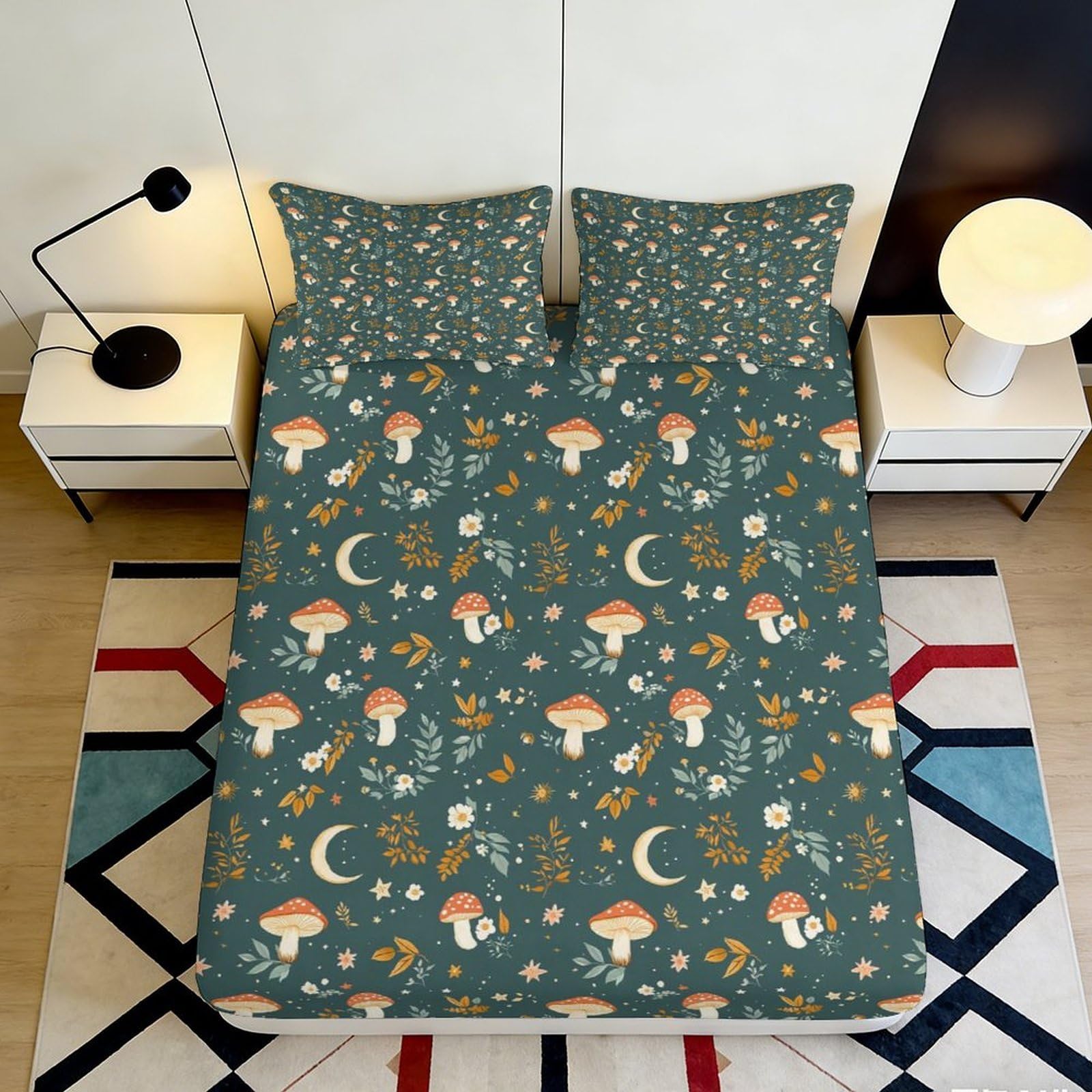 Jqzkxnhpbr Style-4 3D Printed Forest Mushroom Fitted Sheet Microfiber Soft Breathable Night Sky Bed Cover For Bedroom Dorm Decoration 90X200x25cm