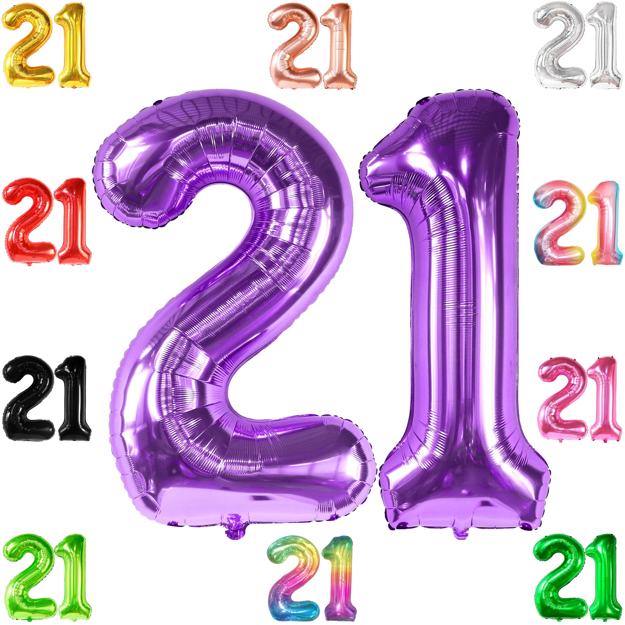 Amazon.com: KatchOn, Purple 21 Balloons Numbers - 40 Inch | Purple