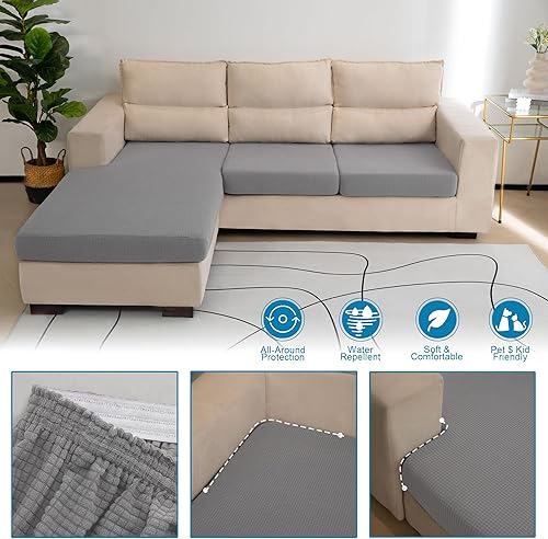 Miniatura 2 de Fundas repelentes al agua para sofá en forma de L, 3 piezas, fundas elásticas separadas para sofá seccional izquierdo y derecho para mascotas (2