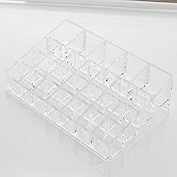 Vista 8 de AOKIVIGOA Organizador de lápiz labial acrílico para soporte de maquillaje cosmético, transparente, 26 rejillas para brillo de labios, aceites