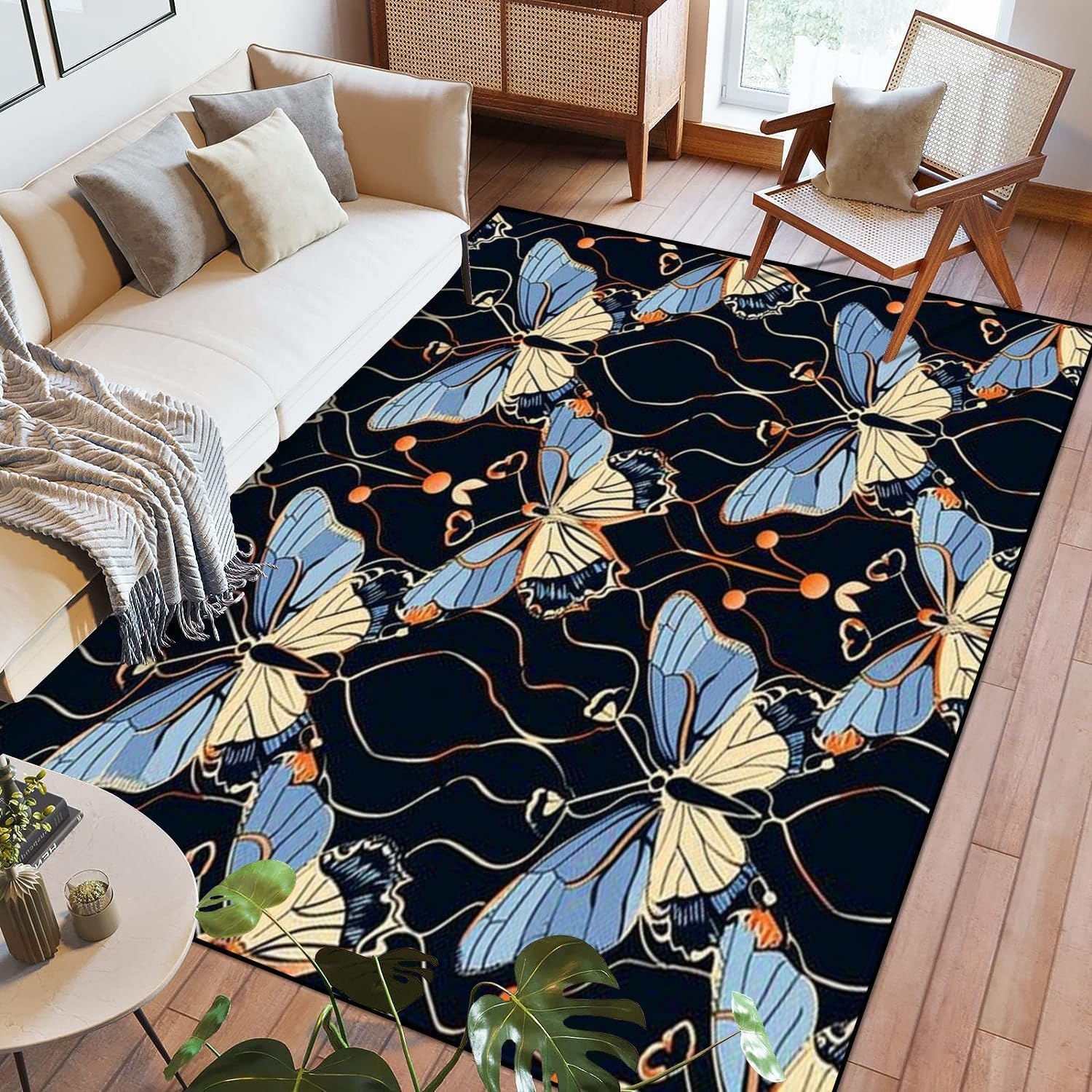 Tapis de salon motif papillon coloré 160x230 pour réveiller votre chambre