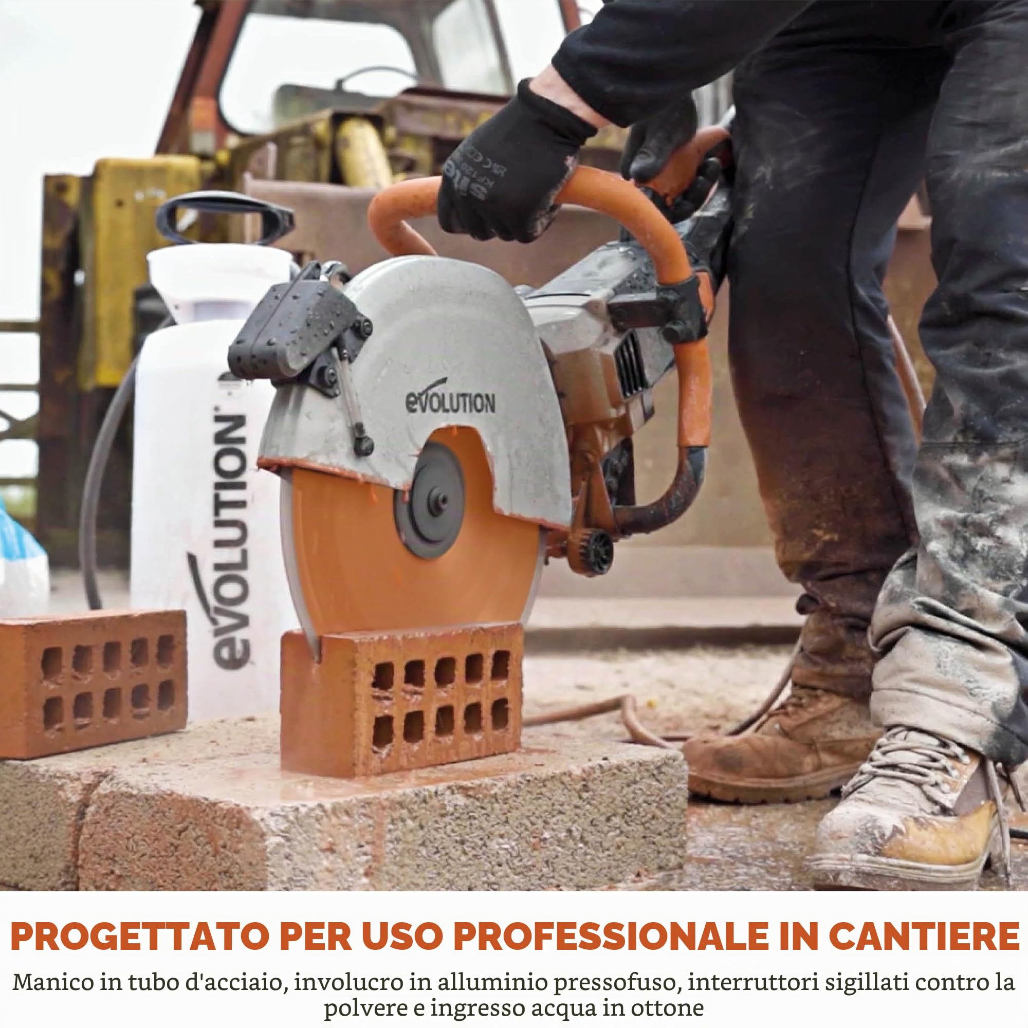 Evolution Power Tools R350DCT - Sega per calcestruzzo, per tagliare calcestruzzo, pietra, mattoni, tegole e altro, taglierina a disco elettrica da 350 mm, lama diamantata di alta qualità, 230 V, 350