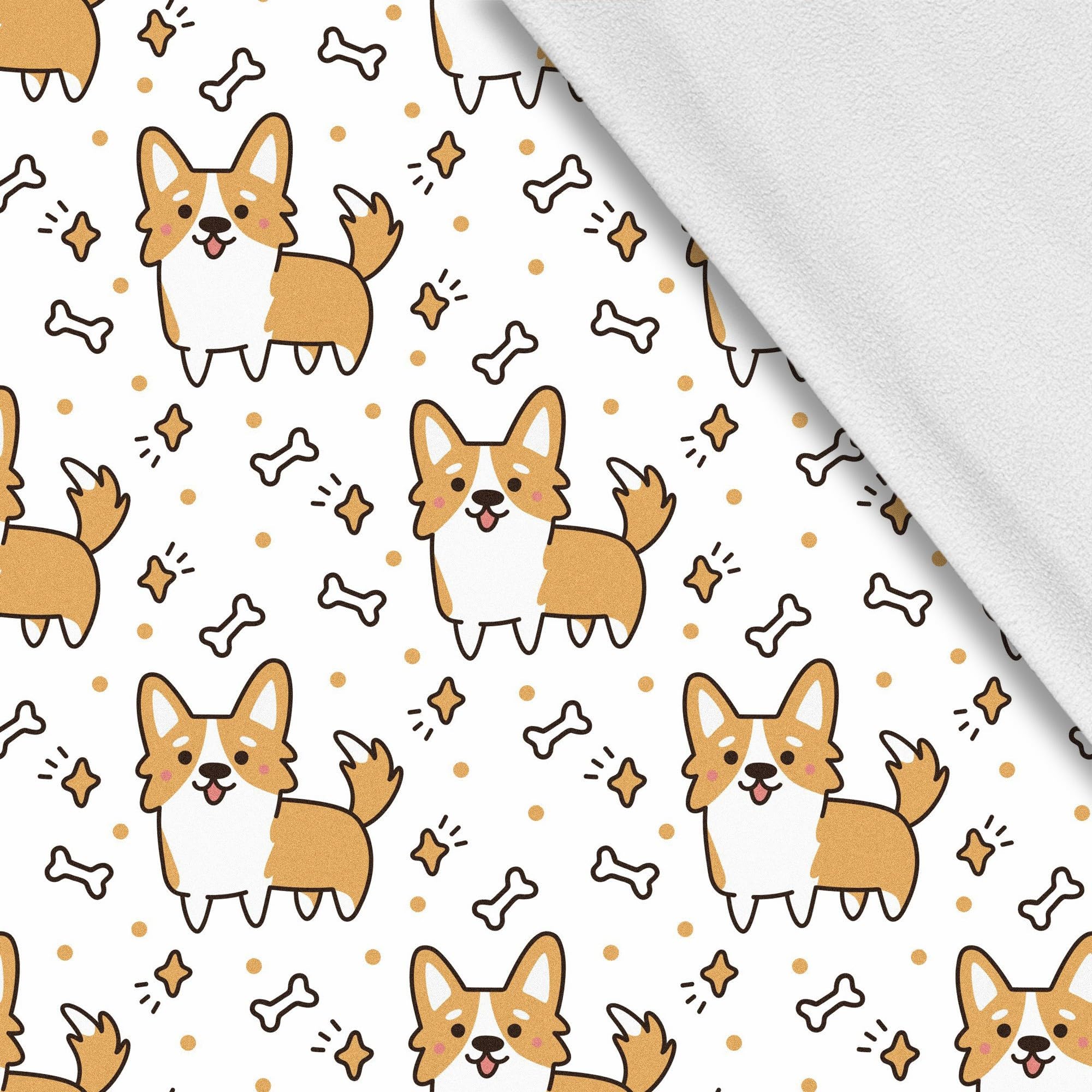 HEKO PANELS Softshell Stoff, Meterware, Welsh Corgi, 3 Meter 150 x 300 cm