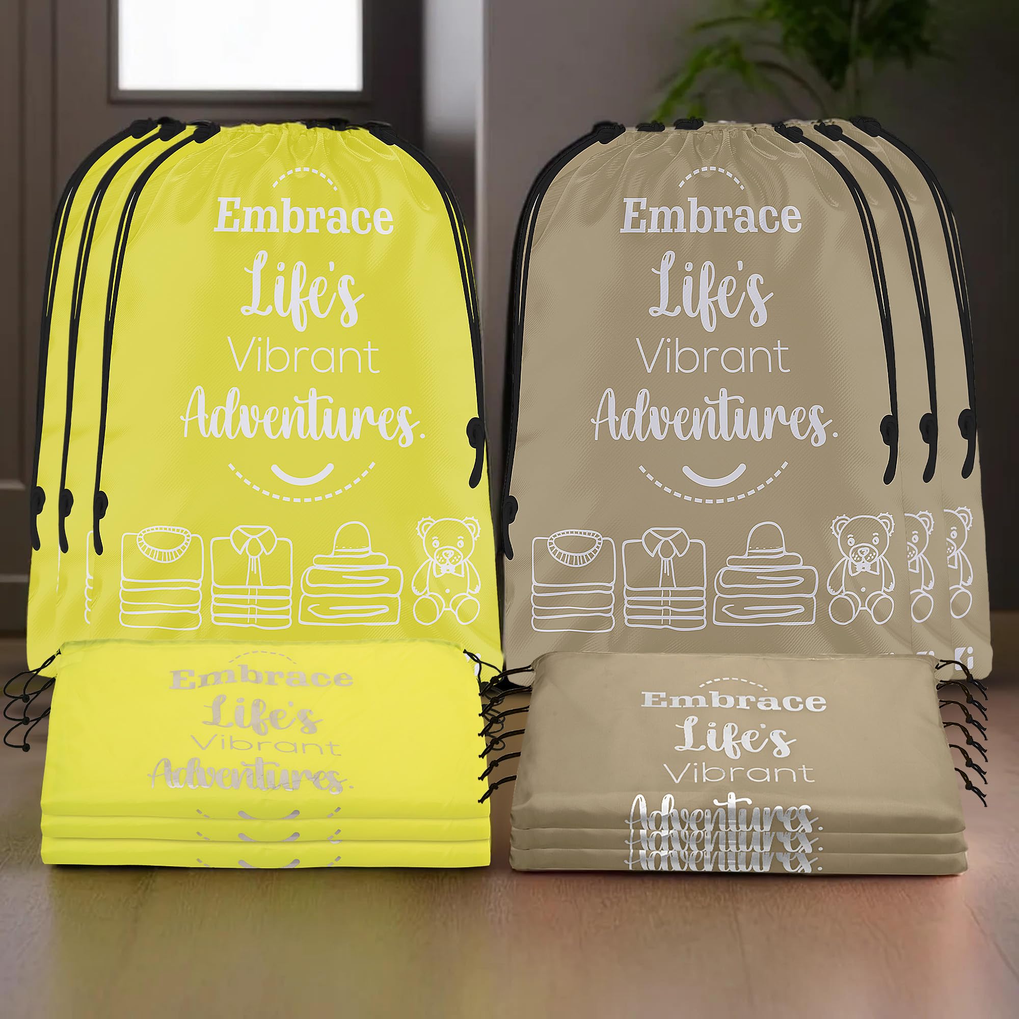 Kuber Industries Pack of 12 Cloth Storage Bag | Storage Organizer | Parachute Cloth Organizer | Waterproof Garments Cover | Travel Storage Bag for Clothing | Large | Yellow & Brown (B0CYPMBM8D) Amazon Price History, Amazon Price Tracker