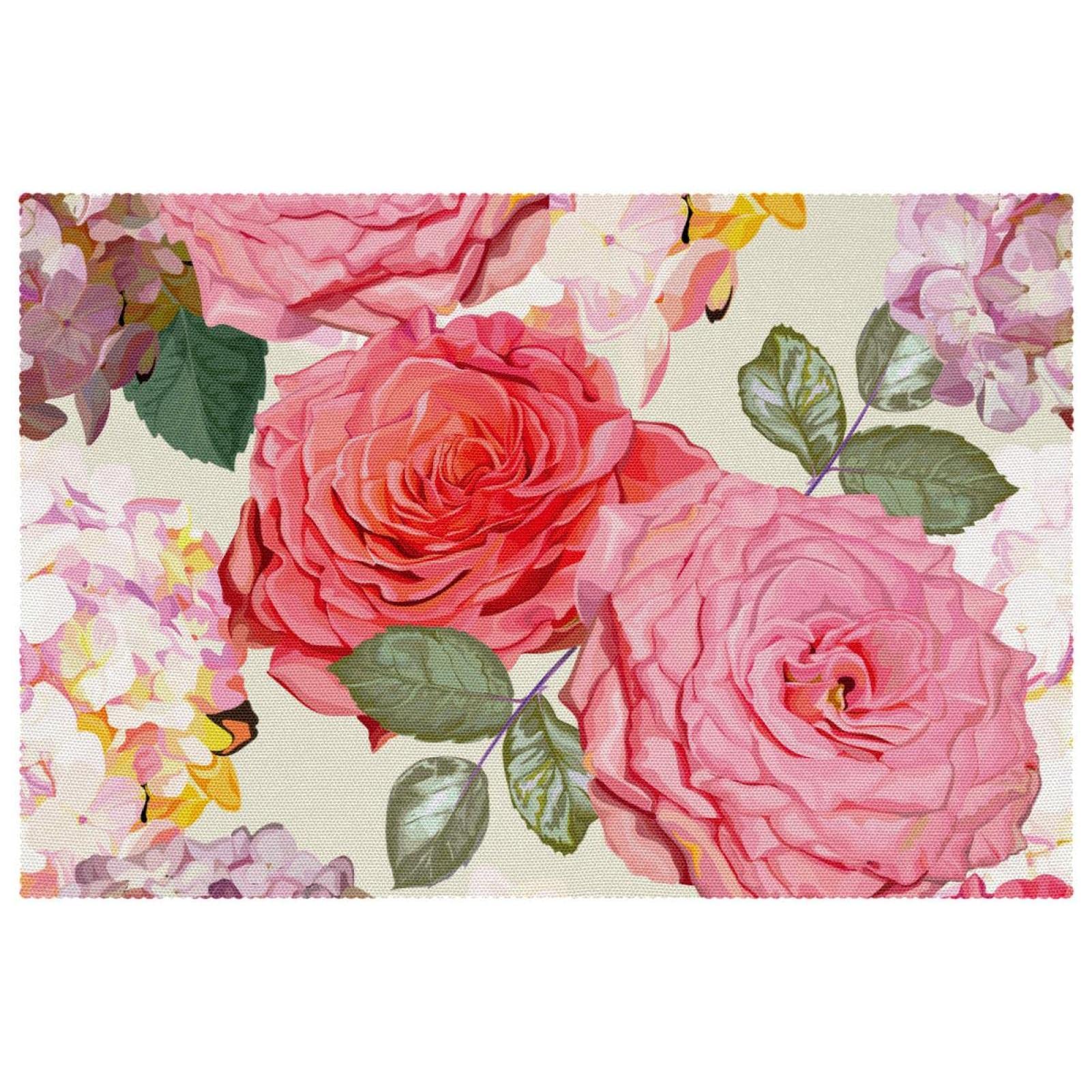 Set de table rose aquarelle anti-tache | Protégez votre meuble de la chaleur lot x6