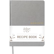 Rileys Recipe Book 8x6, Blank Recipe Journal to Write Own Recipes, Grey