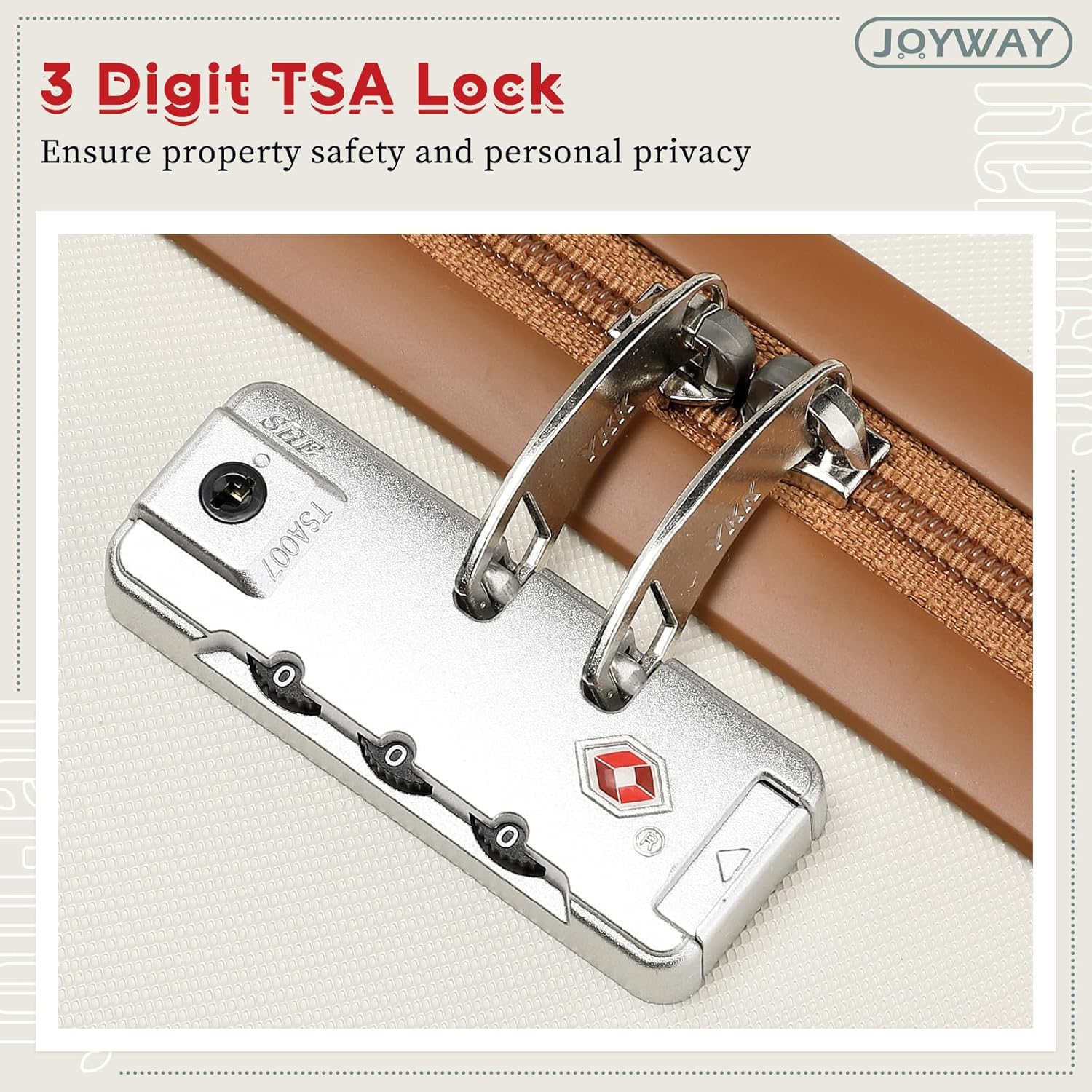 Joyway Expandable Luggage Sets 5 Piece, Lightweight Hard Shell Travel Suitcase Set with Spinner Wheels and TSA Lock, White - Image 4