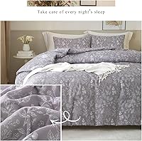 Vista 212 de 3 piezas de juego de funda de edredón tamaño individual XL, funda de edredón blanca con estampado floral azul, ropa de cama coquette de algodón