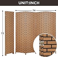 Vista 7 de Divisor de habitación Pantalla de madera de 4 paneles de malla de madera, diseño tejido de malla de madera, divisor de pantalla de habitación