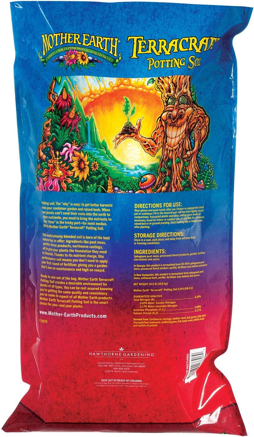Mother Earth Products Mother Earth Terracraft Potting Soil with Peat Moss, Perlite, and Earthworm Castings, For Outdoor and Indoor Plants, 2 cu. ft.