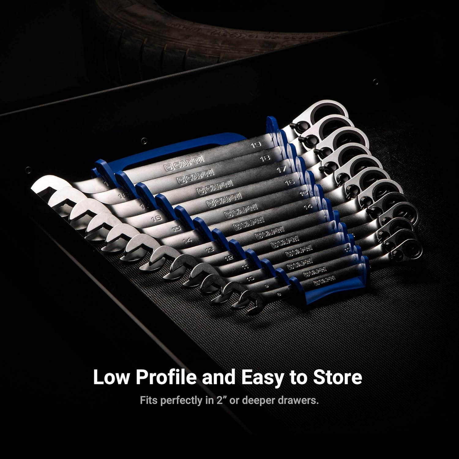 Capri Tools 12-Slot Wrench Rack Organizer, Blue
