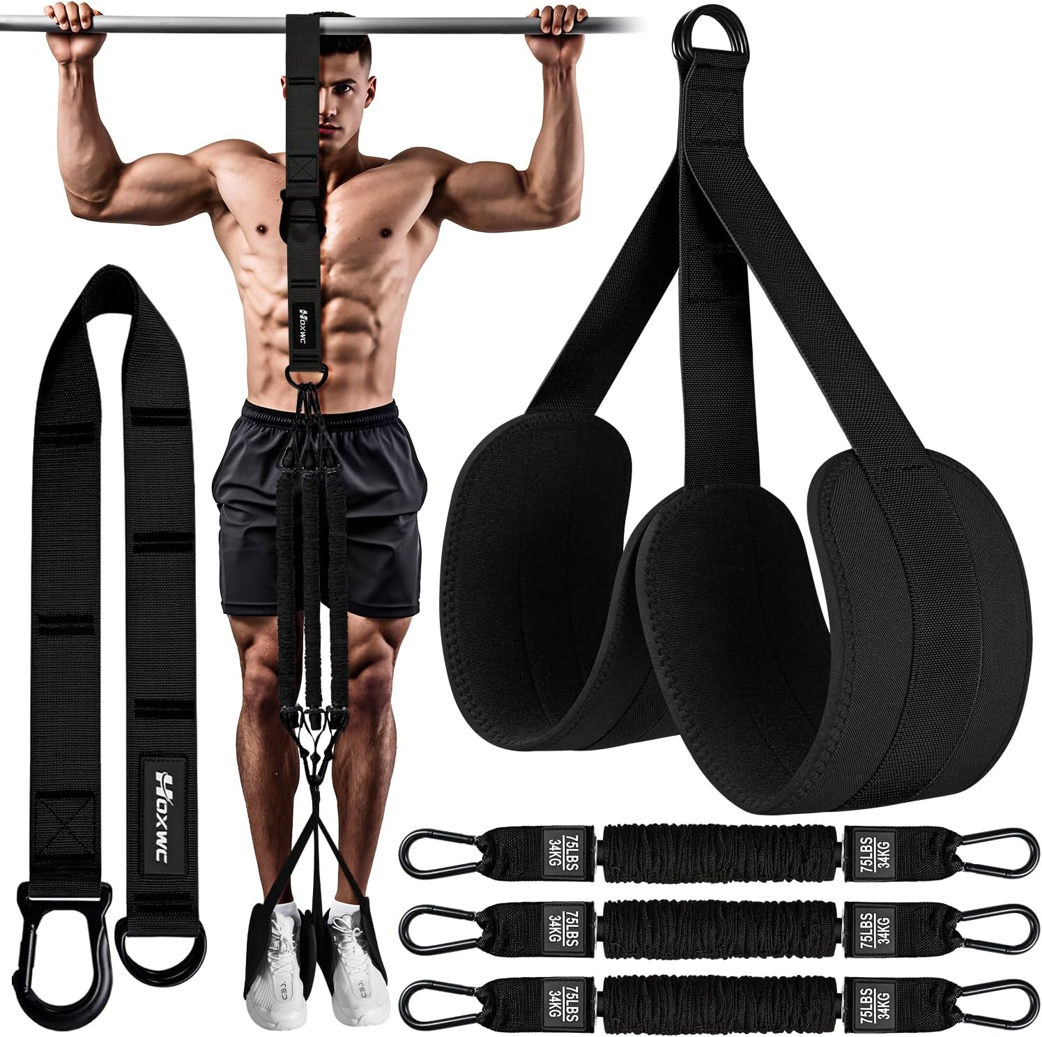 Adjustable Heavy Duty Resistance Bands for Pull Up Assistance – 3 Bands, Comfortable Fabric Feet/Knee Rest, Home Fitness, Body Stretching, Chin Up Adjustable Heavy Duty Resistance Bands for Pull Up Assistance – 3 Bands, Comfortable Fabric Feet/Knee Rest, Home Fitness, Body Stretching, Chin Up