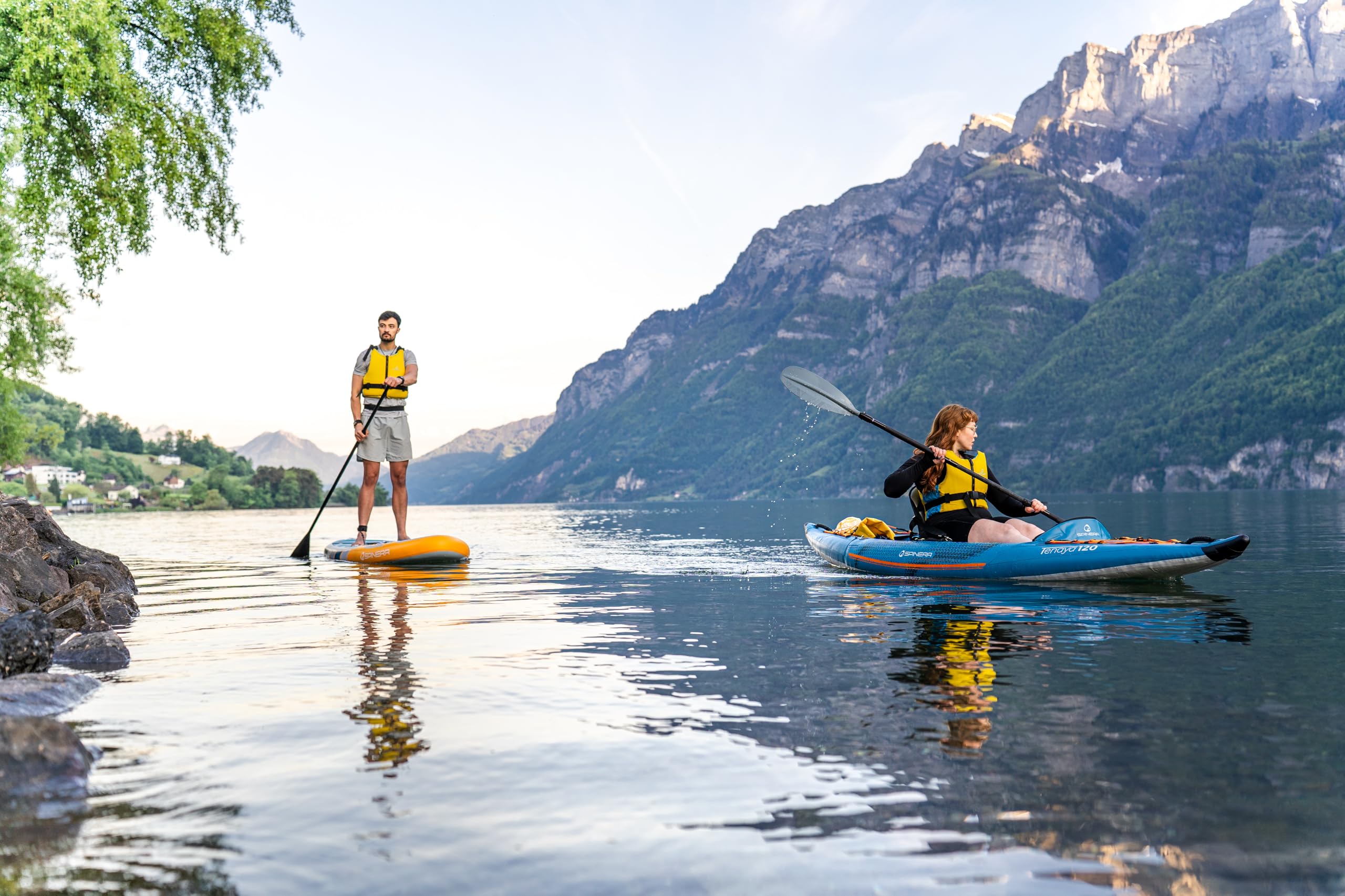 Spinera Tenaya Kayak 120-1 Person | 12 ft x 35.5 in | Performance Recreational | Allround | Full Inflatable | Reinforced SpinTEX Tubes | Light Weight Durable | Pro High Back Seat w. Air Cushion