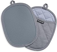 Rorecay 2-Pack Silicone Pot Holders: 500°F Heat Resistant Non-Slip Hot Pads with Quilted Liner, Trivets for Pots, Pans & Countertops (Gray)