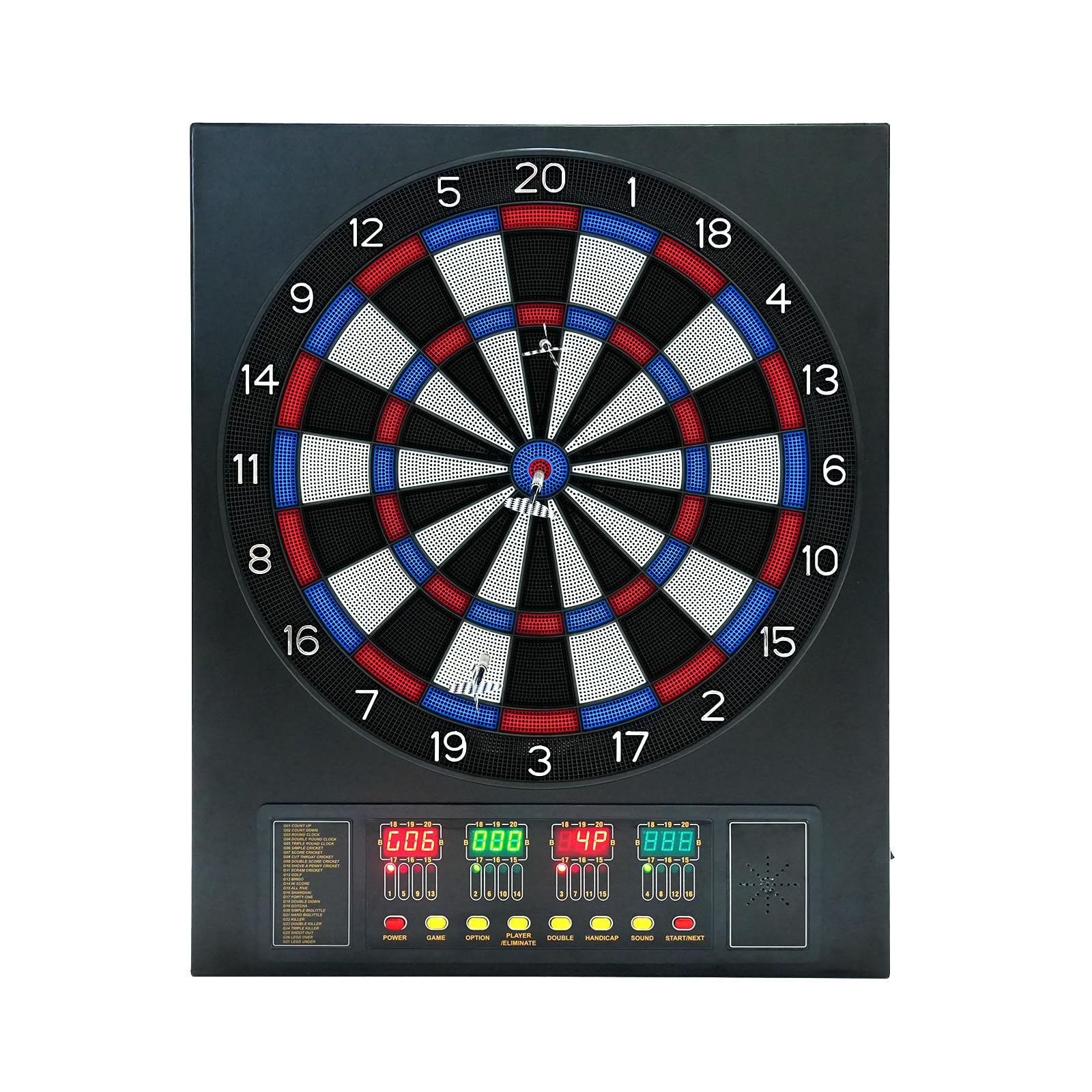 Juego de diana electrónica negra, tablero de dardos electrónico tipo caja, diana electrónica de puntuación automática, para oficinas, apartamentos, salas de juegos, pubs 63 x 51 cm