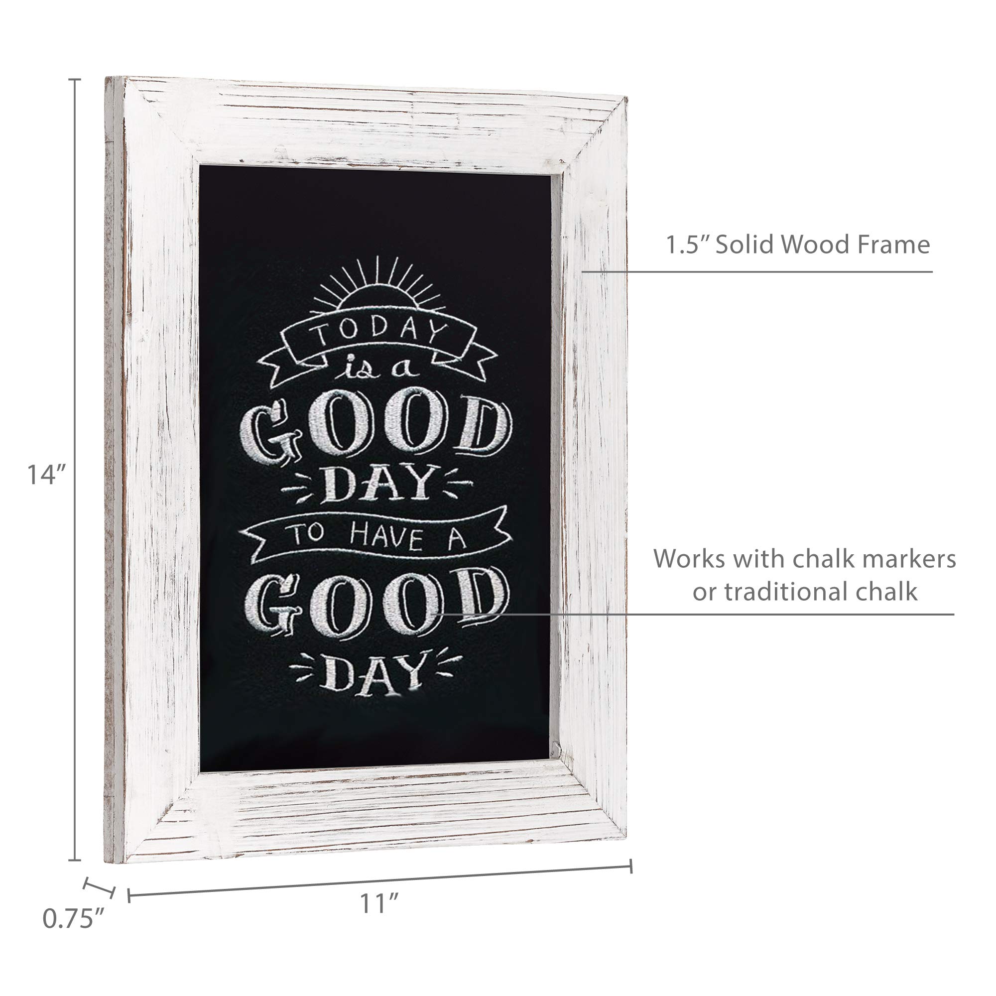 Barnyard Designs Rustic Distressed Whitewashed Magnetic Wood Framed Chalkboard Sign, Vintage Farmhouse Wall Hanging Display, Use Liquid or Traditional Chalk, for Menu, Kitchen, or Wedding, 11" x 14" 4
