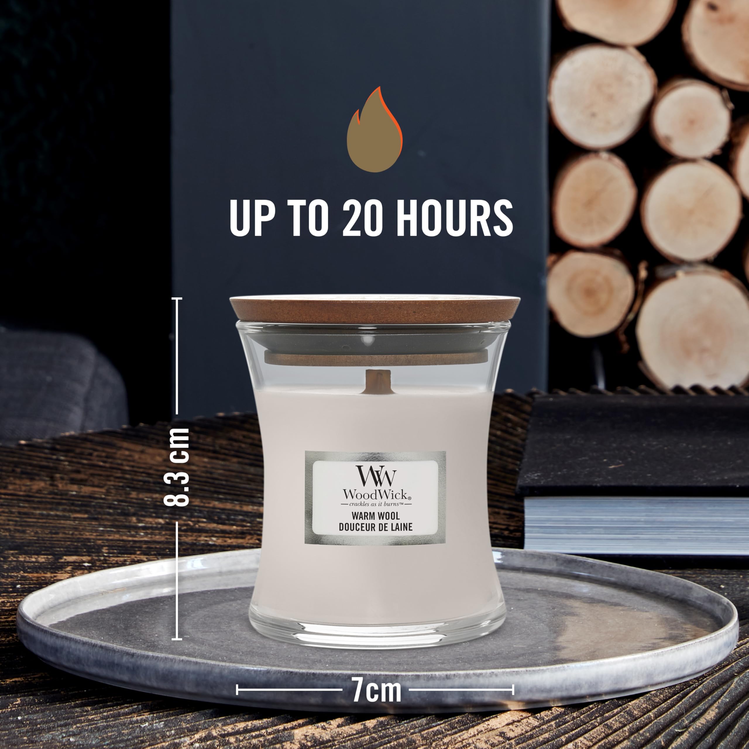 WoodWick Scented Candle with Crackling Wick | Warm Wool Mini Hourglass Candle | Up to 20 Hours Burn Time | Perfect Gifts for Women - Image 3