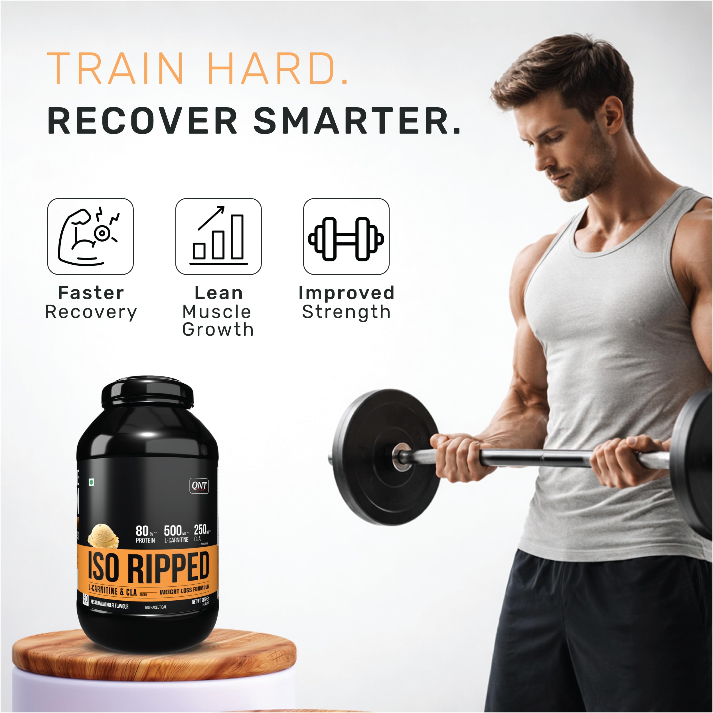 QNT ISO Ripped Whey Protein Isolate Powder | With L-Carnitine & CLA | 32g Pure Whey Isolate per Serving | Supports Lean Muscle Growth & Weight Loss | Kesar Malai Kulfi Flavor, 1 Kg — Amazon image 6