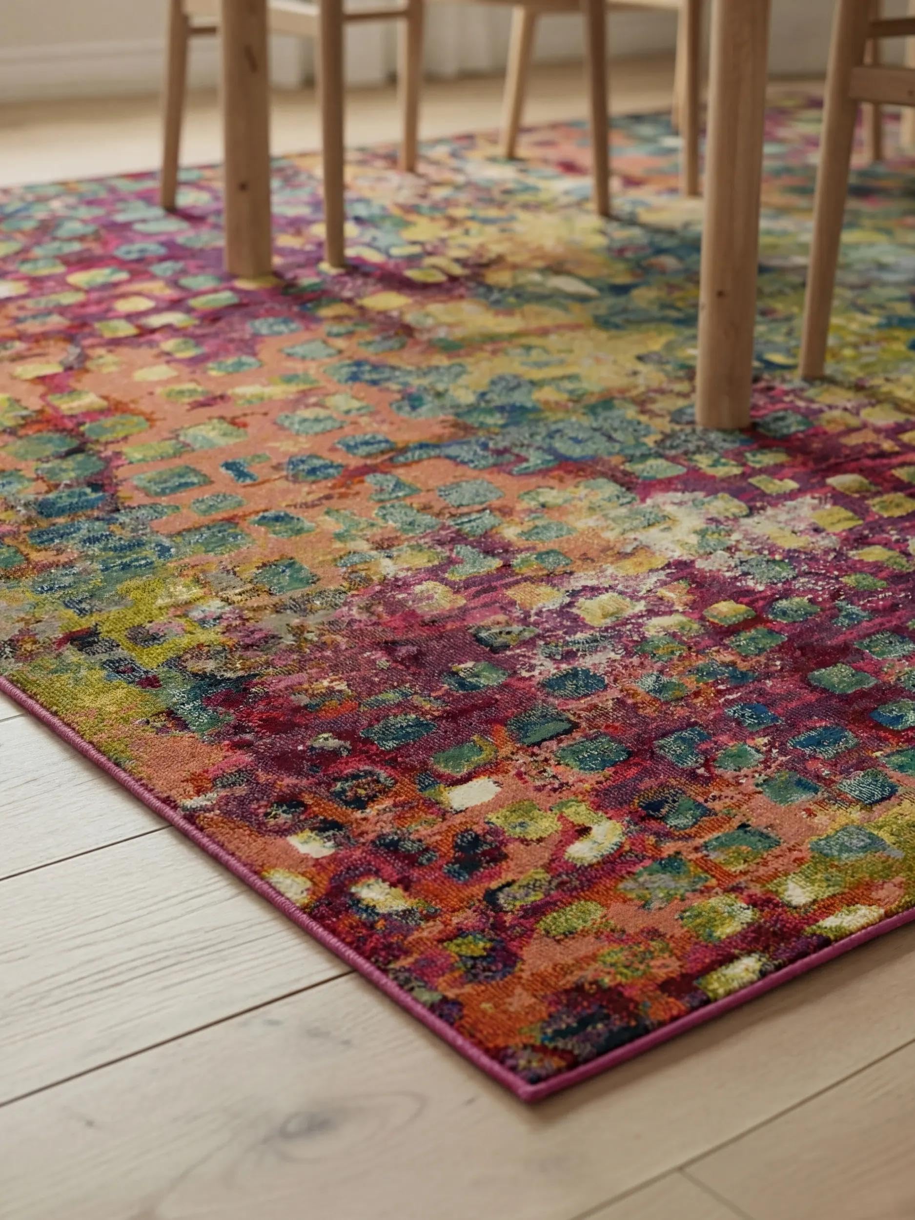 Tapis Poil Ras CASA Multicouleur 120X170 Cm - Tapis Poil Court Design Moderne pour Salon