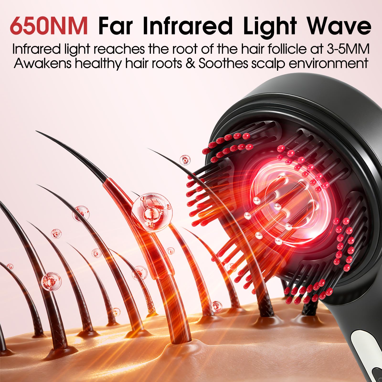 Upgrade Laser Therapy Hair Growth Comb, Hair Oil Applicator and Red Light Hair Brush,Electric Scalp Massager Hair Growth with IPX7 Waterproof