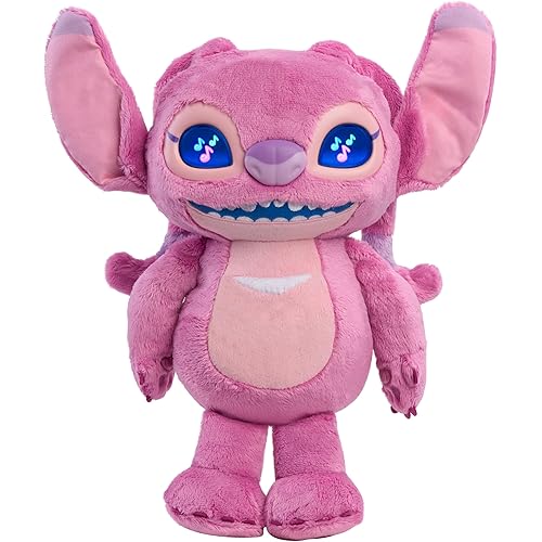 Disney Stitch Angel Many Moods 14-inch Interactive Plush, 50+ Sounds & Effects, Expressive LCD Eyes Show Her Moods, Toy for Fans, Girls, Boys, Kids 3 and Up by Just Play