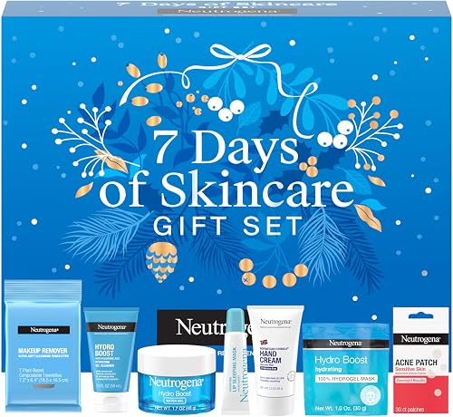 Neutrogena 7 Days of Skincare Gift Set, Skincare Essentials Set for Daily Use, Acne Patches, Face Wash, Facial Moisturizer, Makeup Wipes, & More, 7 Travel Sized Items