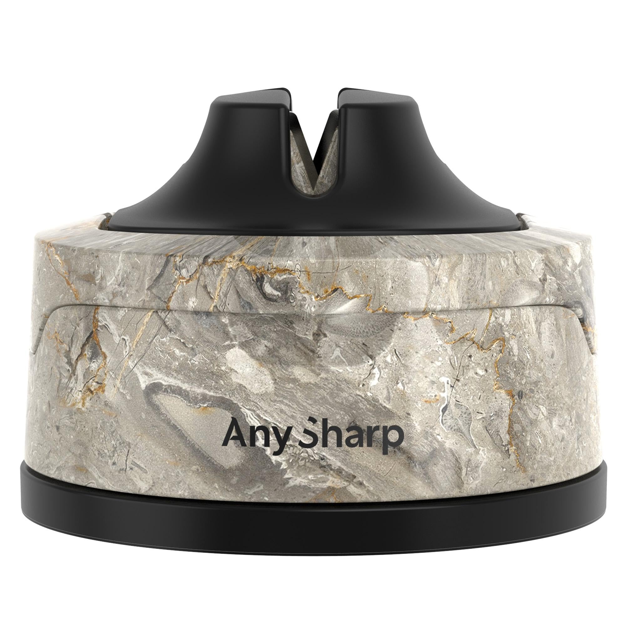 AnySharp Evo Knife Sharpener, Hands-Free Safety, PowerGrip Suction, Safely Sharpens All Kitchen Knives, Ideal for Hardened Steel & Serrated, World's Best, Compact, One Size, Stone