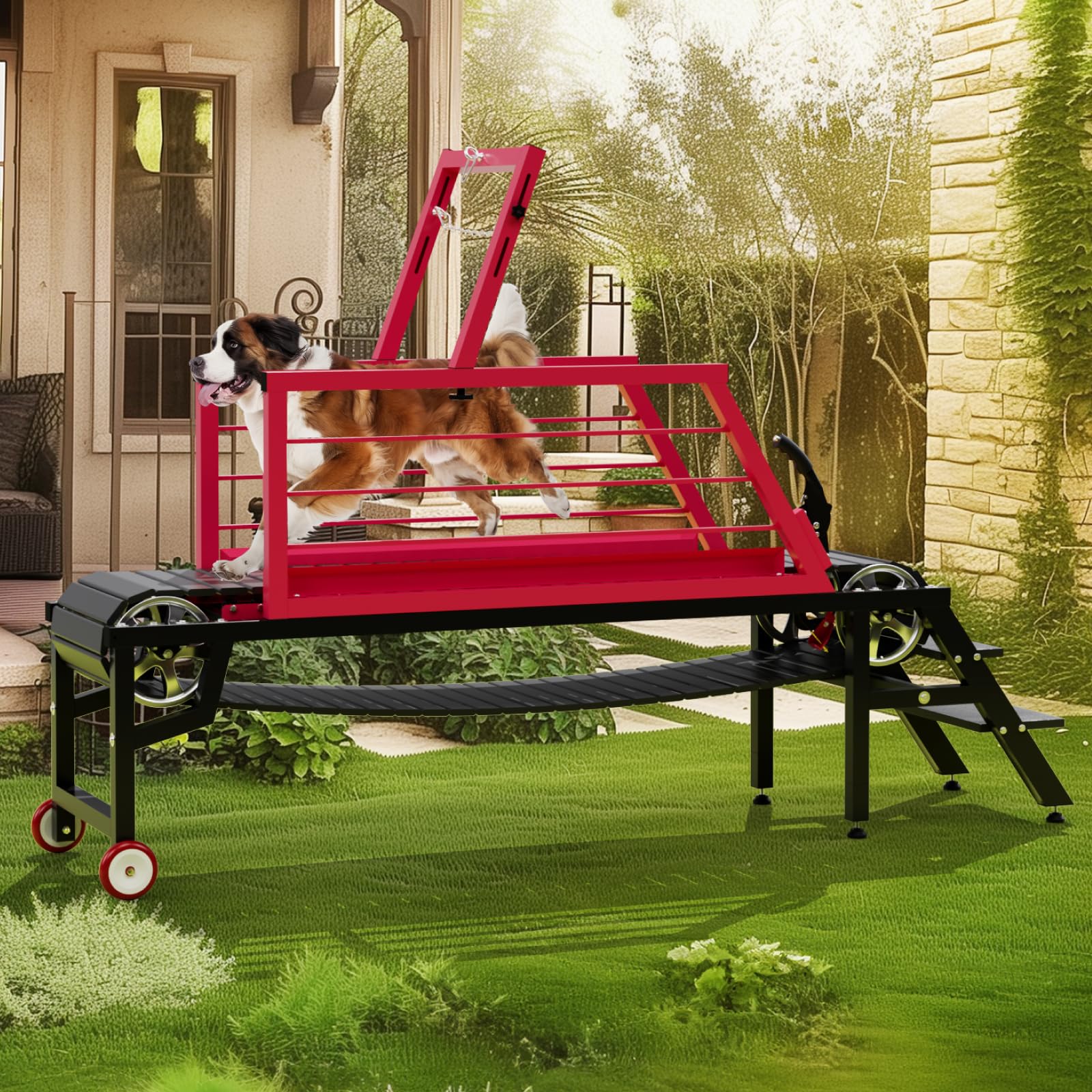 Dog Treadmill for Large Dogs,91" Treadmill for Dogs with Brake,Adjustable Dog Treadmill Slatmill for Dogs Easy to Move Pet Treadmill for Indoor & Outdoor,Training for Dogs, Up to 350LBS