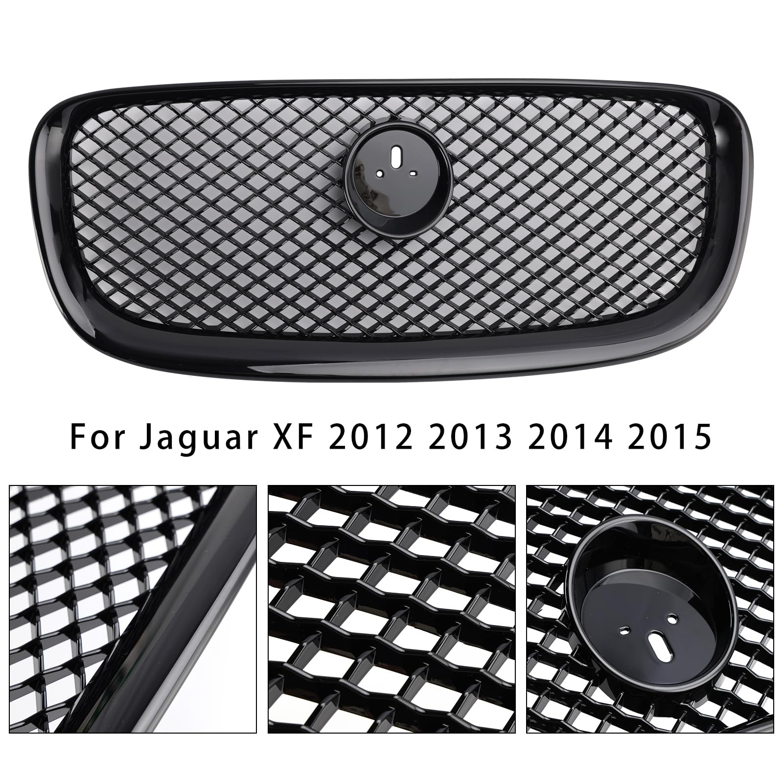 Griglia paraurti Anteriore XF-R Style Front Bumper Grille Fit for Jaguar XF 2012-2015 Gloss Black (No Logo)