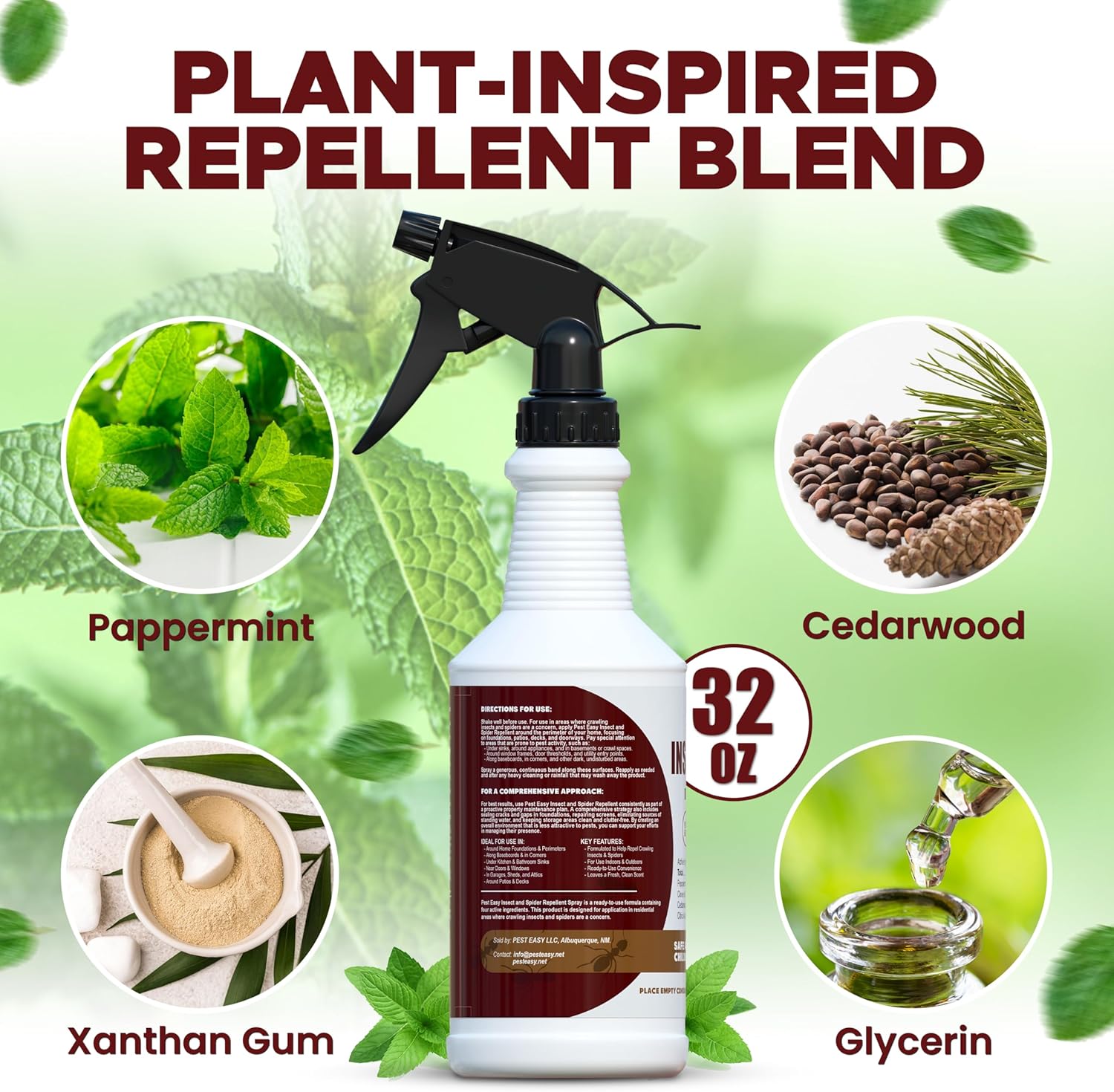 Peppermint Oil Spray for Bugs - Spider Repellent Indoor & Outdoor, Natural Plant-Based Pest Repellent for Ants, Stink Bugs & Roaches, Safe for Home, Garage, Car & RV, 32 oz - Image 4