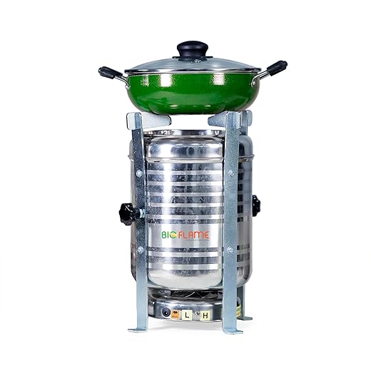 PEPL Biostove, Revolutionized Biomass Family Cooking Stove, Smokeless Stove / Chulha, Wood Or Paper Waste Burning Backpacking Stove for Outdoor Hiking Picnic BBQ (Stainless Steel - EXL Regular Model)