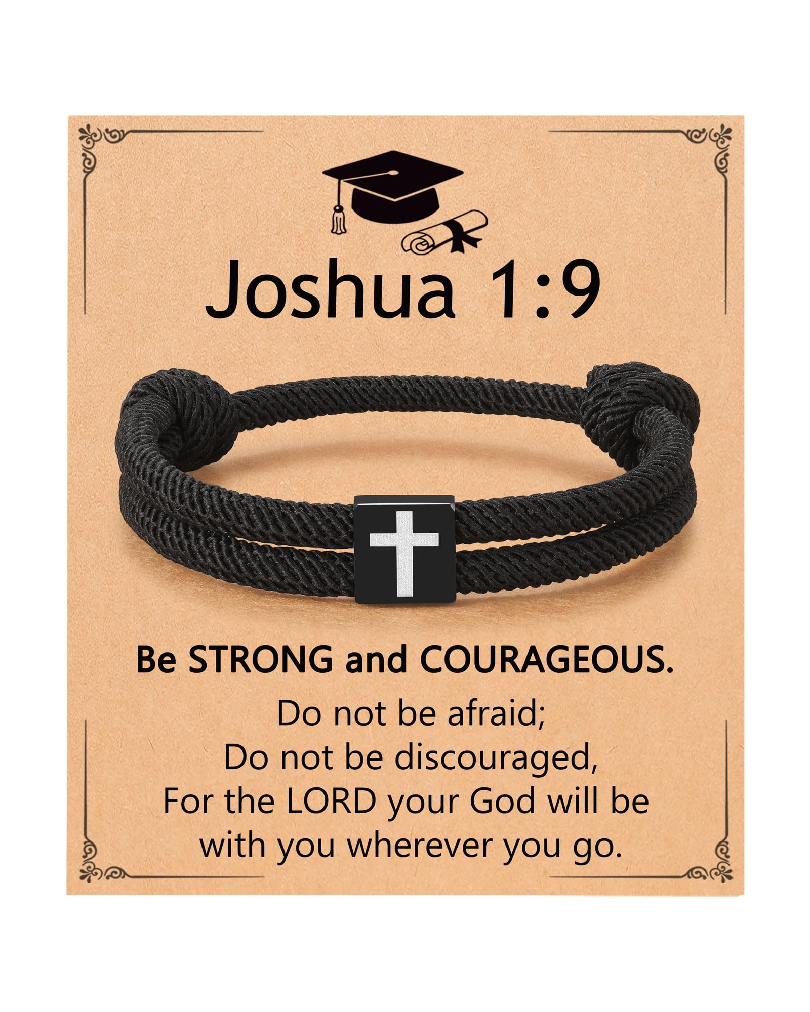 UNGENT THEM Bible Verses Happy Graduation Gifts Adjustable Braided Rope Cross Bracelet for Men Boys