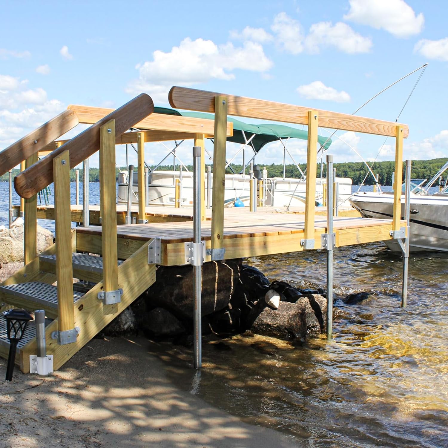 Dock Brackets Hardware Stationary Dock Side Leg Pipe Holder,Heavy Duty Dock Post Hardware Brackets Holder Sleeve for Pipe Pole,7/16" Holes for 3/8" Carriage Bolts-6 Pack